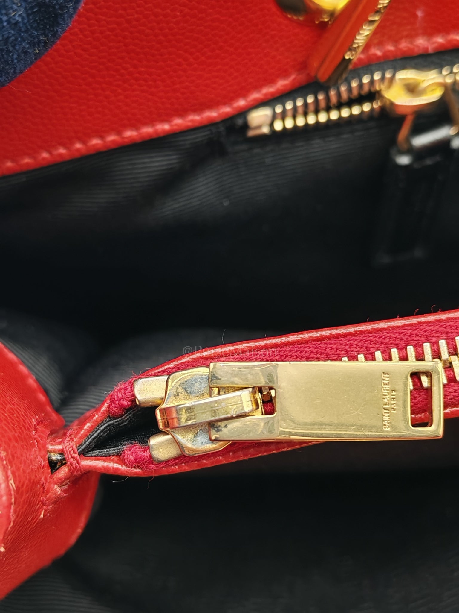 Cassandre Tote in Red Chevron Grained Calfskin Leather Tote Bag | Purse Maison Luxury Bags Shop