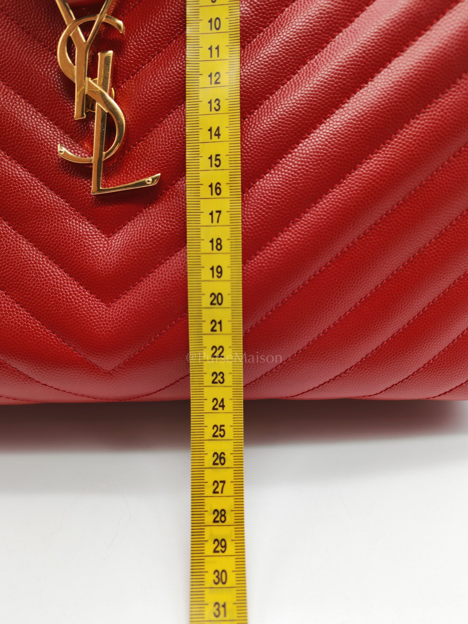 Cassandre Tote in Red Chevron Grained Calfskin Leather Tote Bag | Purse Maison Luxury Bags Shop