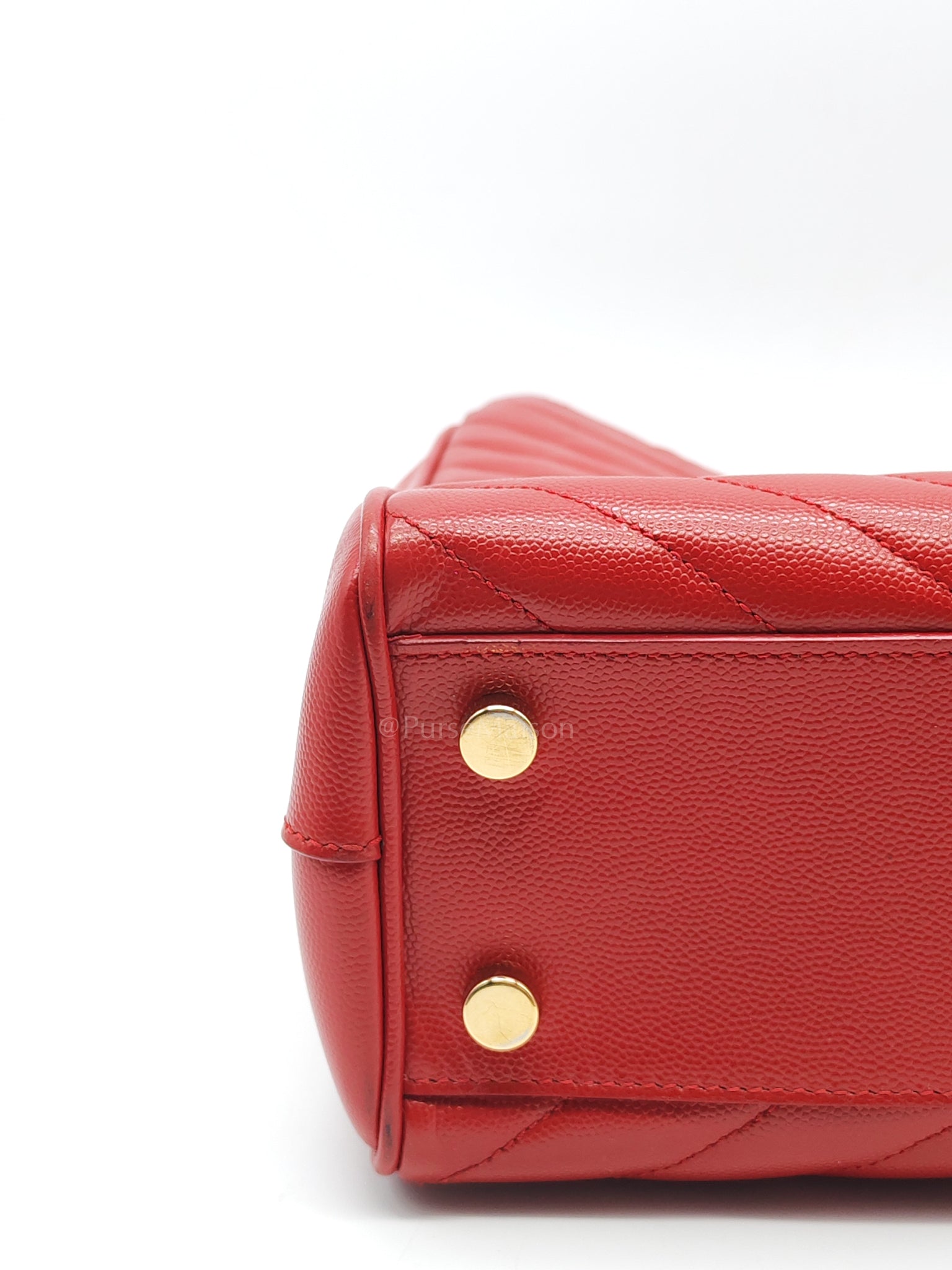 Cassandre Tote in Red Chevron Grained Calfskin Leather Tote Bag | Purse Maison Luxury Bags Shop