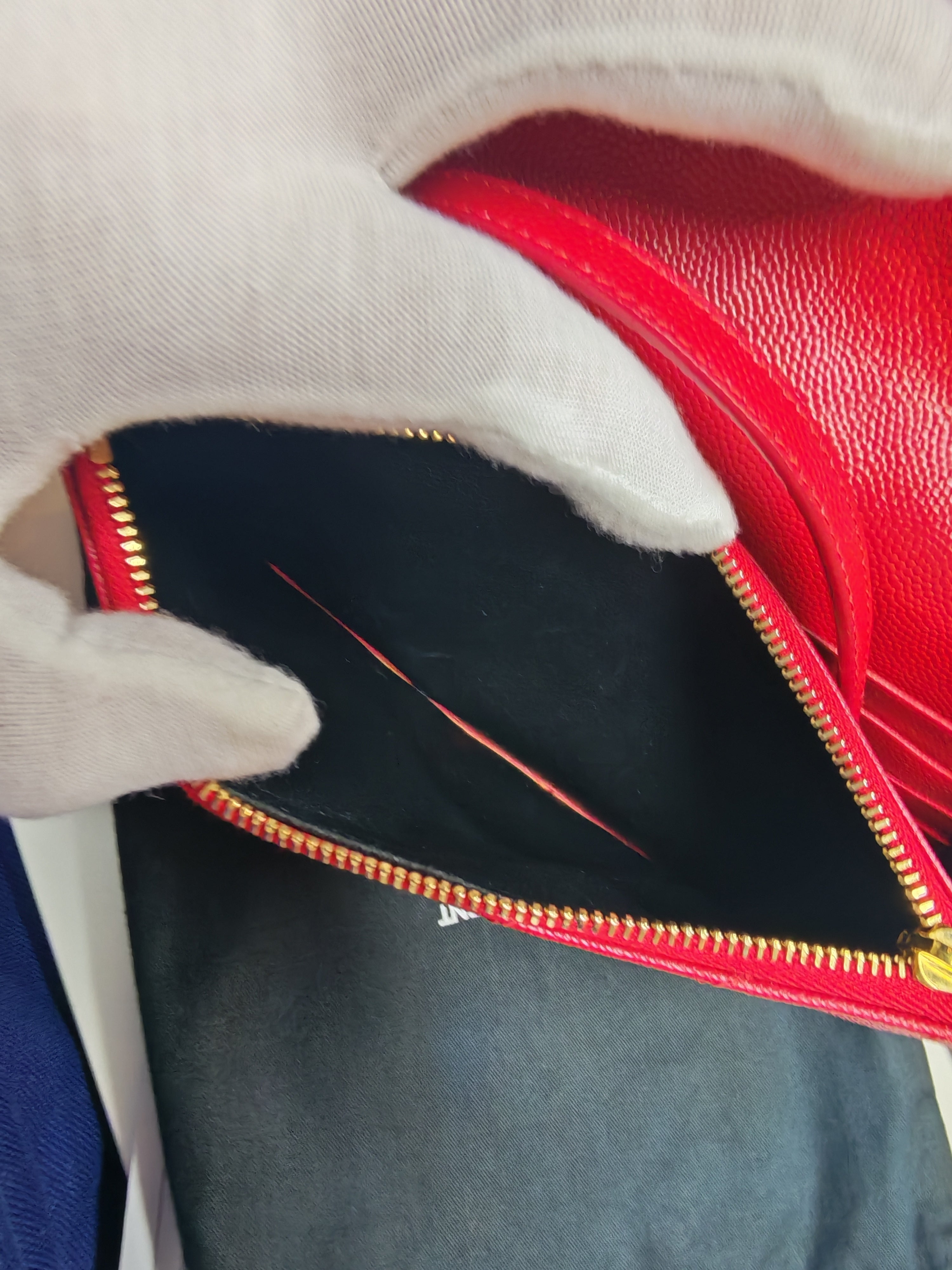 Cassandre Wallet on Chain (WOC) in Red Grained Calfskin Leather Chain Bag | Purse Maison Luxury Bags Shop