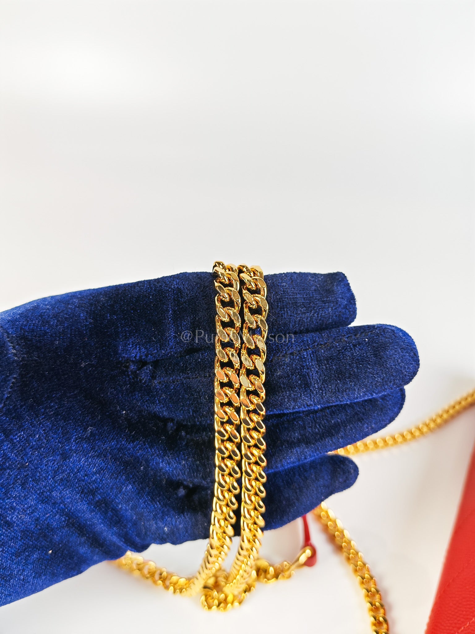 Cassandre Wallet on Chain (WOC) in Red Grained Calfskin Leather Chain Bag | Purse Maison Luxury Bags Shop