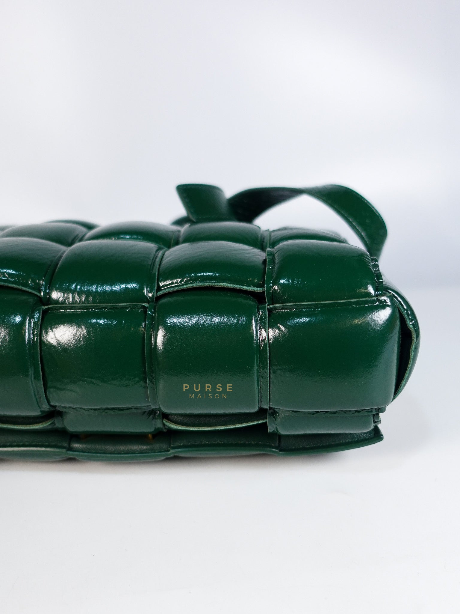 Cassette Padded Green Intercciato Crossbody Bag | Purse Maison Luxury Bags Shop