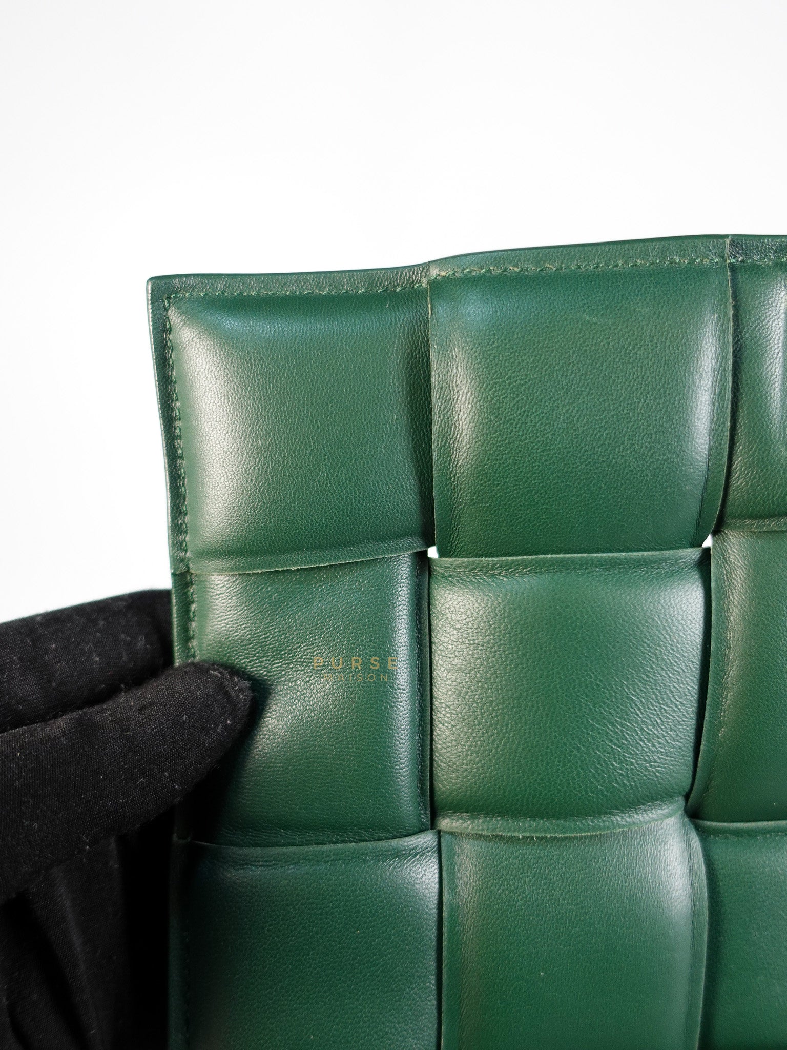 Cassette Padded Green Intercciato Crossbody Bag | Purse Maison Luxury Bags Shop