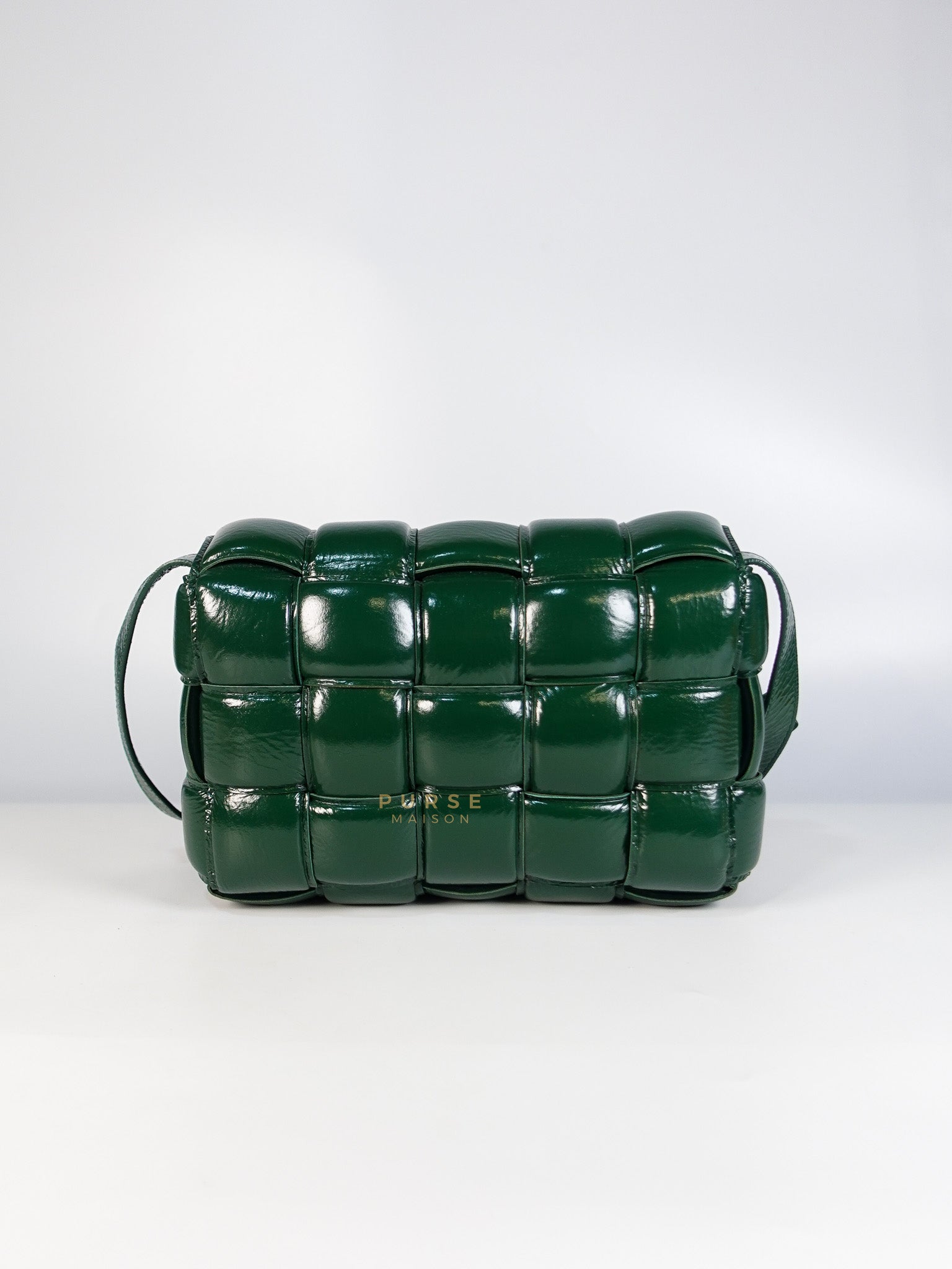 Cassette Padded Green Intercciato Crossbody Bag | Purse Maison Luxury Bags Shop