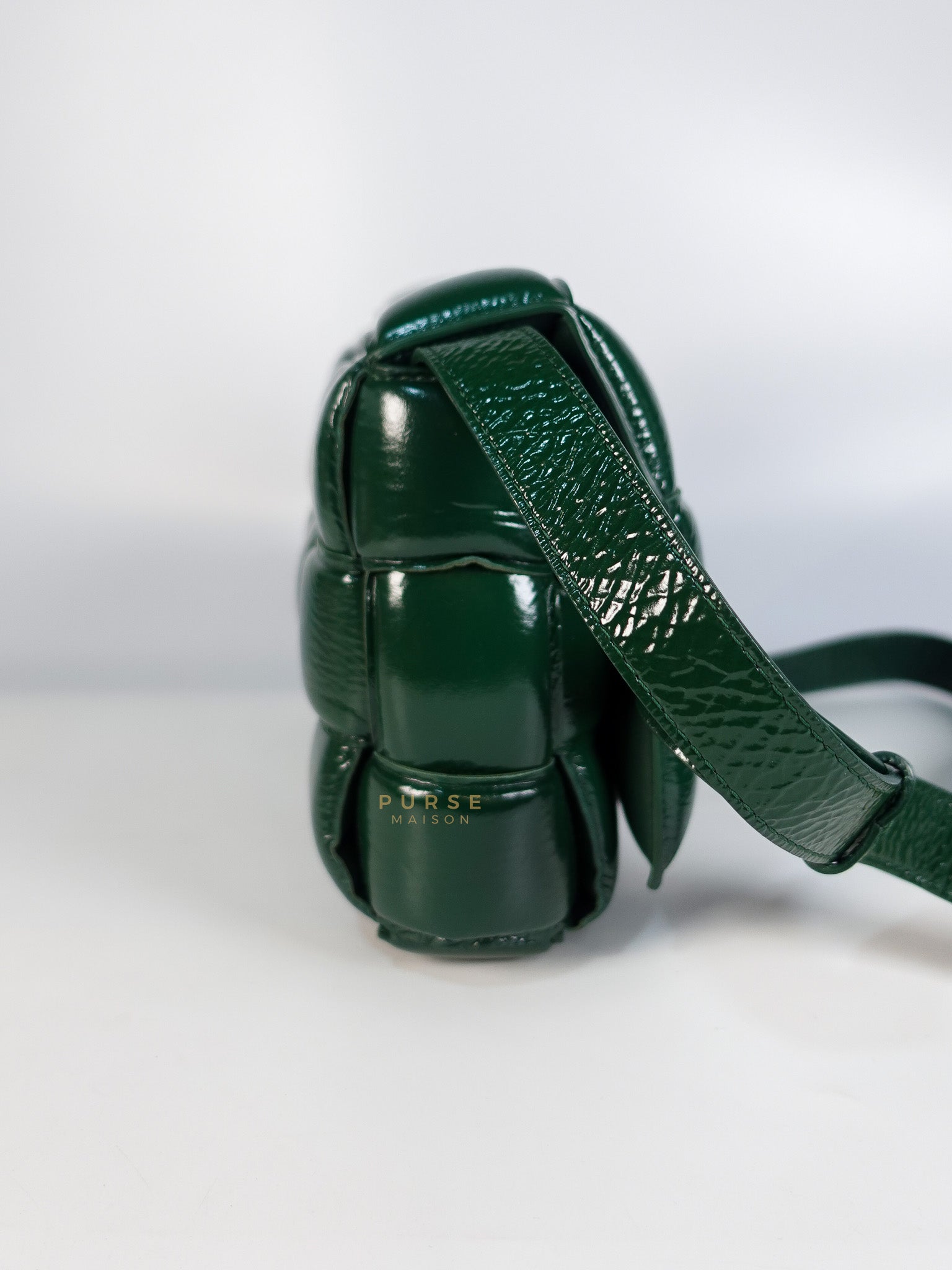 Cassette Padded Green Intercciato Crossbody Bag | Purse Maison Luxury Bags Shop