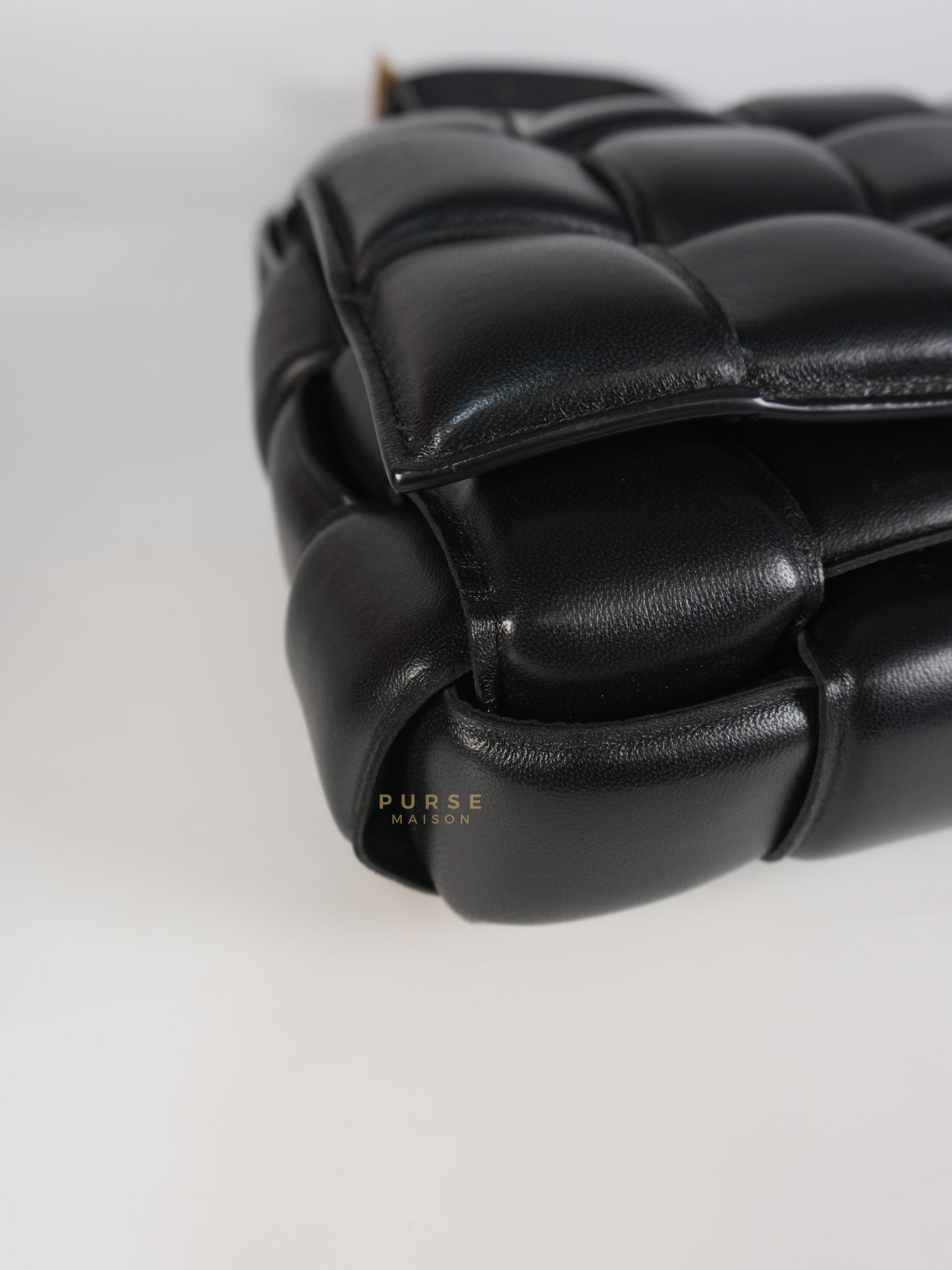 Cassette Padded in Black Small Intrecciato Leather Crossbody Bag | Purse Maison Luxury Bags Shop