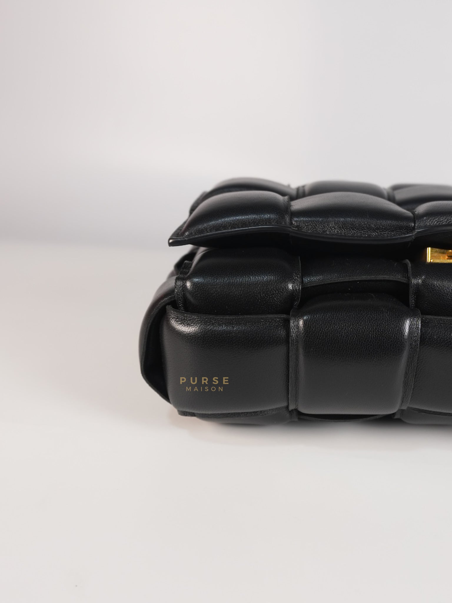 Cassette Padded in Black Small Intrecciato Leather Crossbody Bag | Purse Maison Luxury Bags Shop