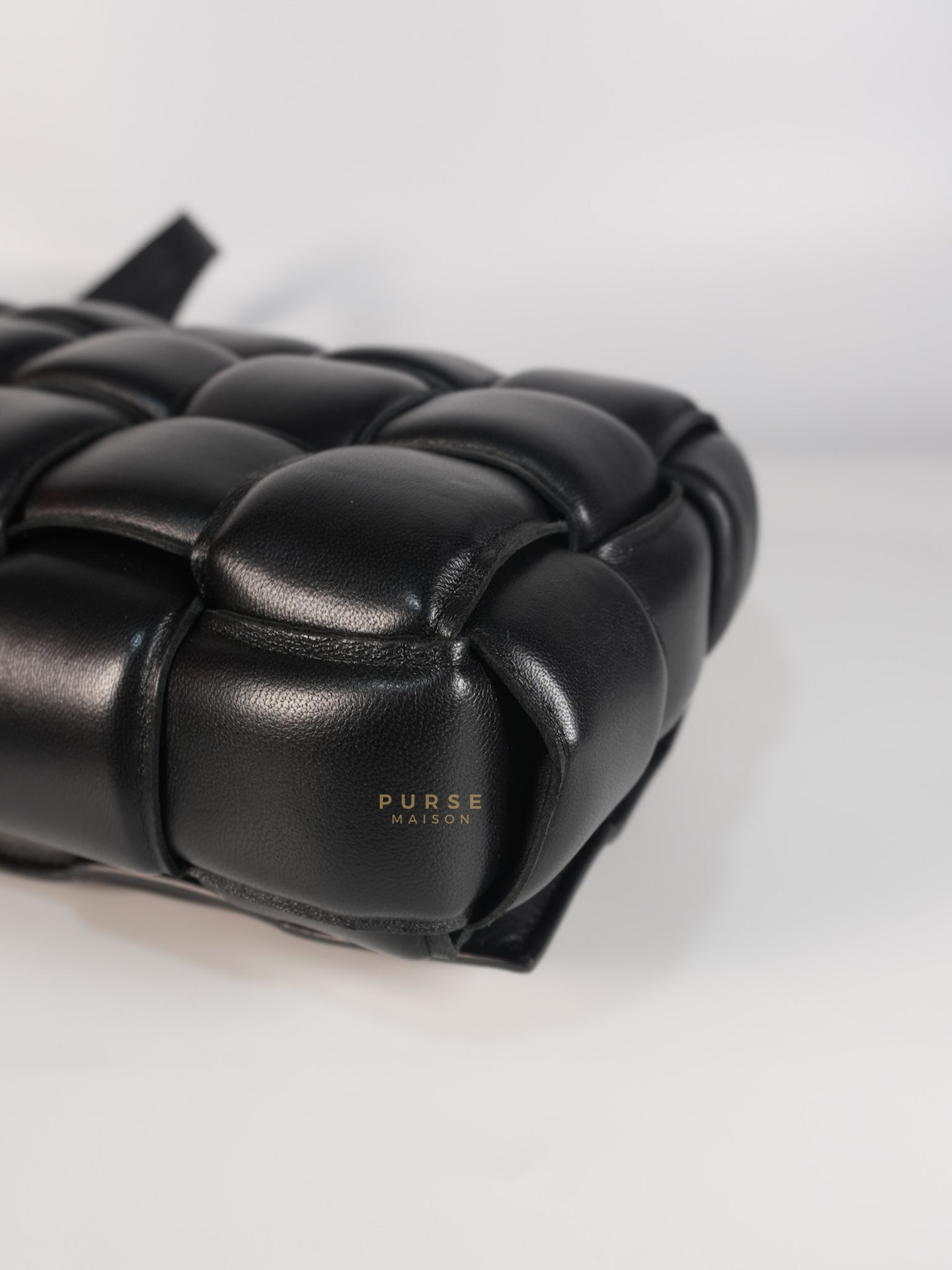 Cassette Padded in Black Small Intrecciato Leather Crossbody Bag | Purse Maison Luxury Bags Shop