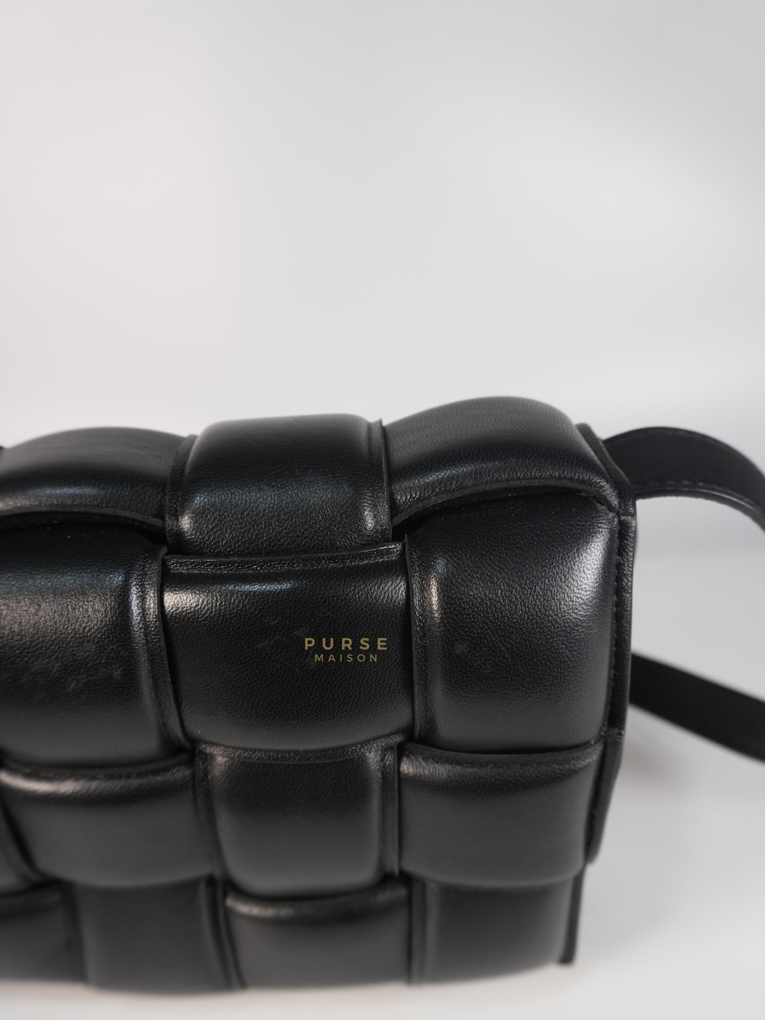 Cassette Padded in Black Small Intrecciato Leather Crossbody Bag | Purse Maison Luxury Bags Shop
