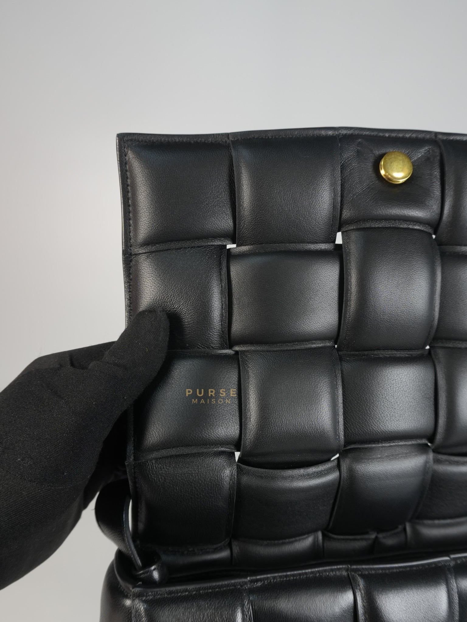 Cassette Padded in Black Small Intrecciato Leather Crossbody Bag | Purse Maison Luxury Bags Shop