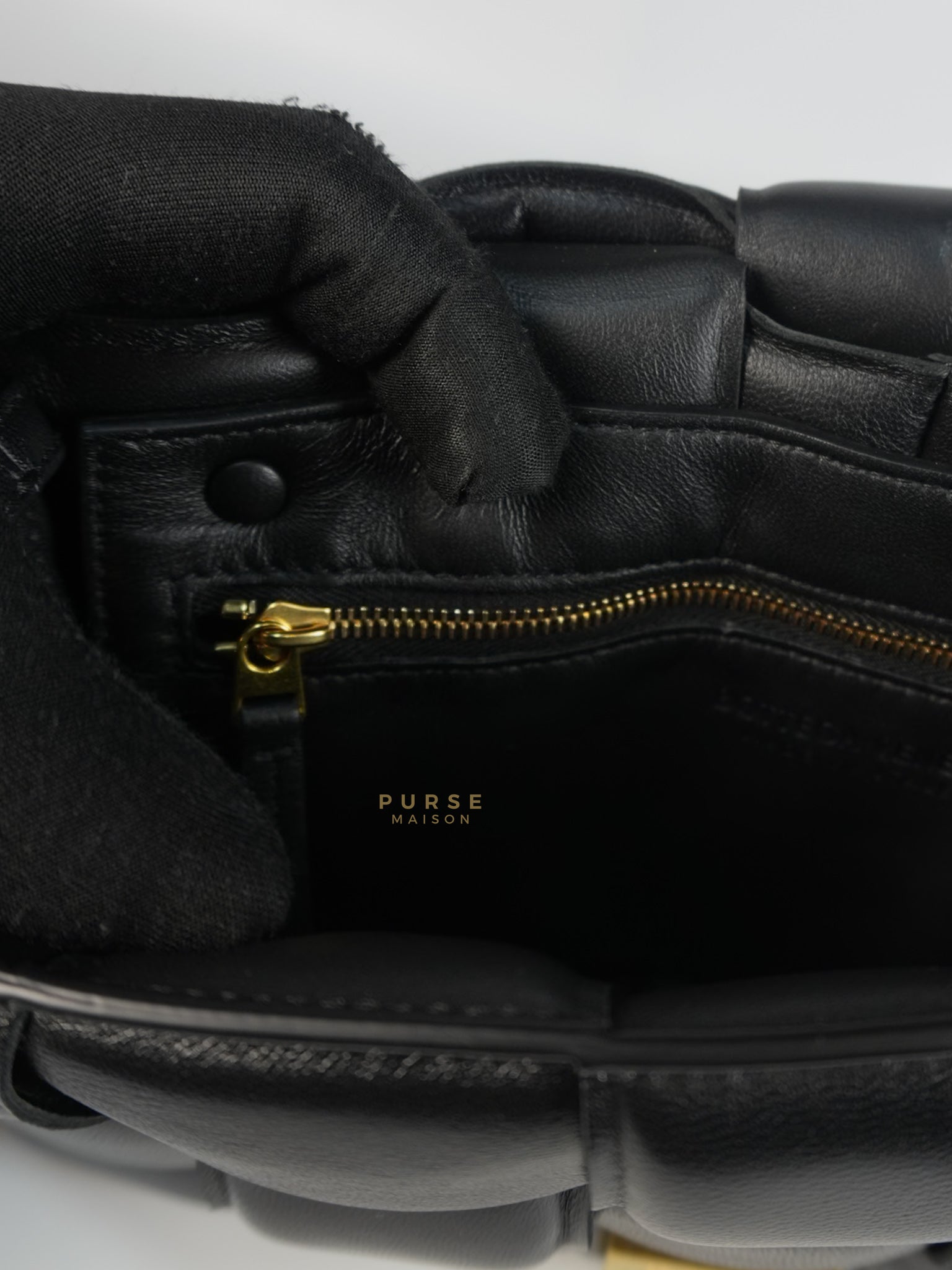 Cassette Padded in Black Small Intrecciato Leather Crossbody Bag | Purse Maison Luxury Bags Shop