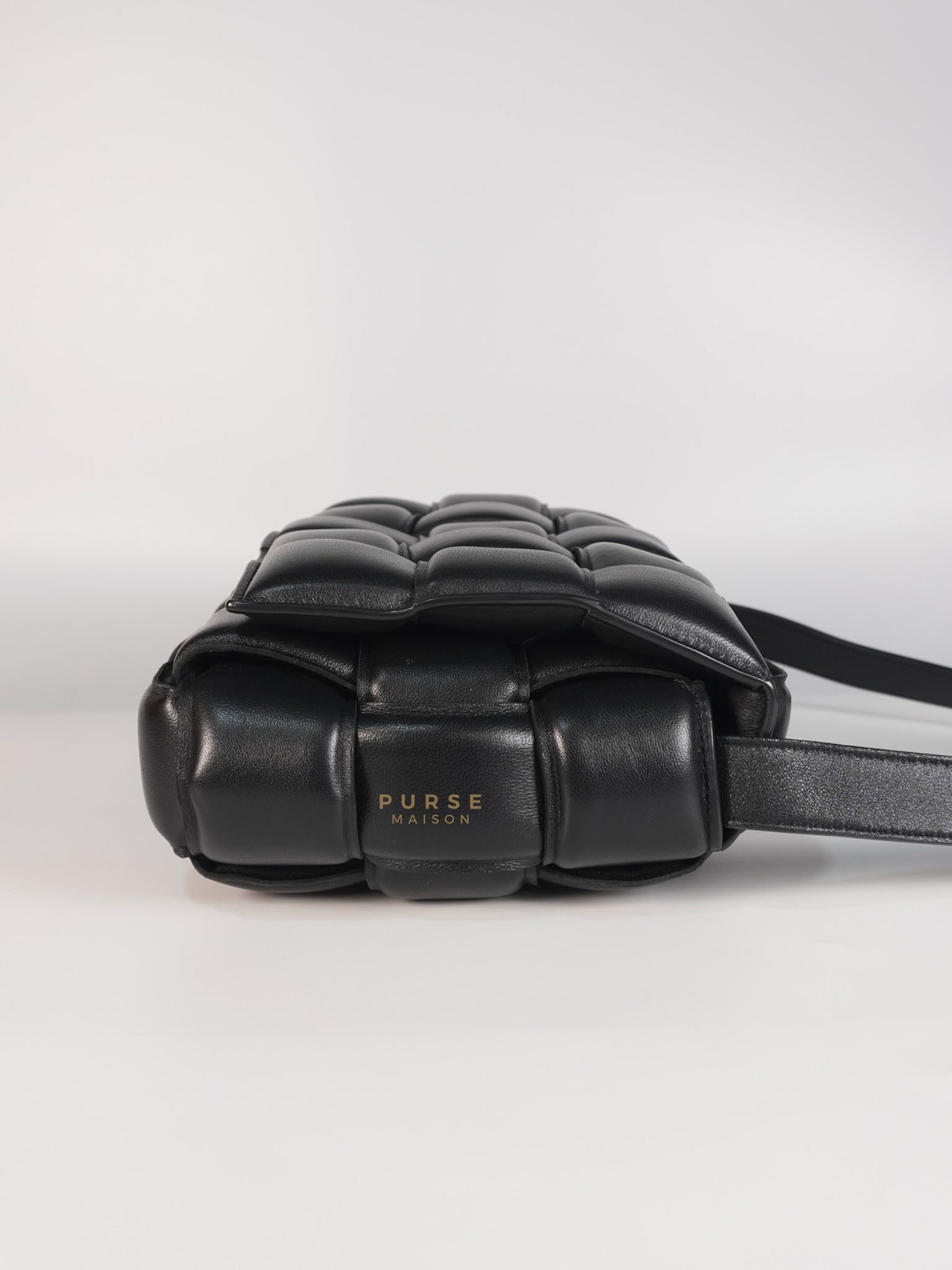 Cassette Padded in Black Small Intrecciato Leather Crossbody Bag | Purse Maison Luxury Bags Shop
