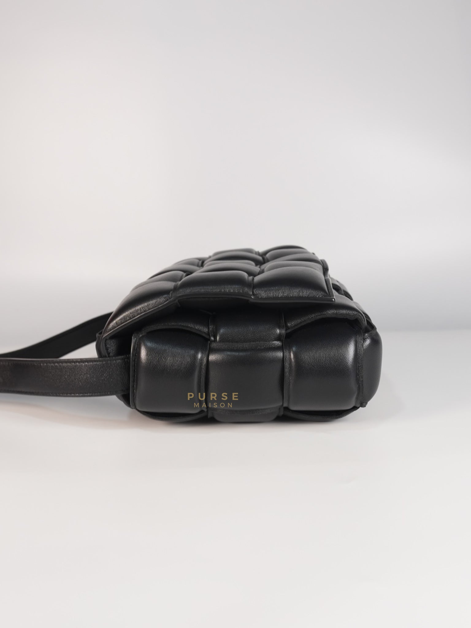 Cassette Padded in Black Small Intrecciato Leather Crossbody Bag | Purse Maison Luxury Bags Shop