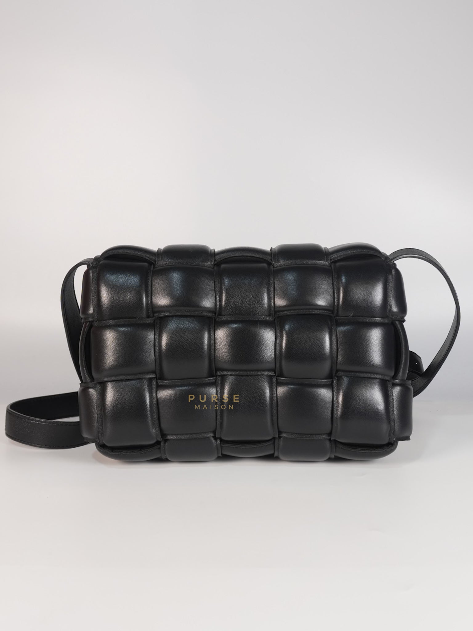 Cassette Padded in Black Small Intrecciato Leather Crossbody Bag | Purse Maison Luxury Bags Shop