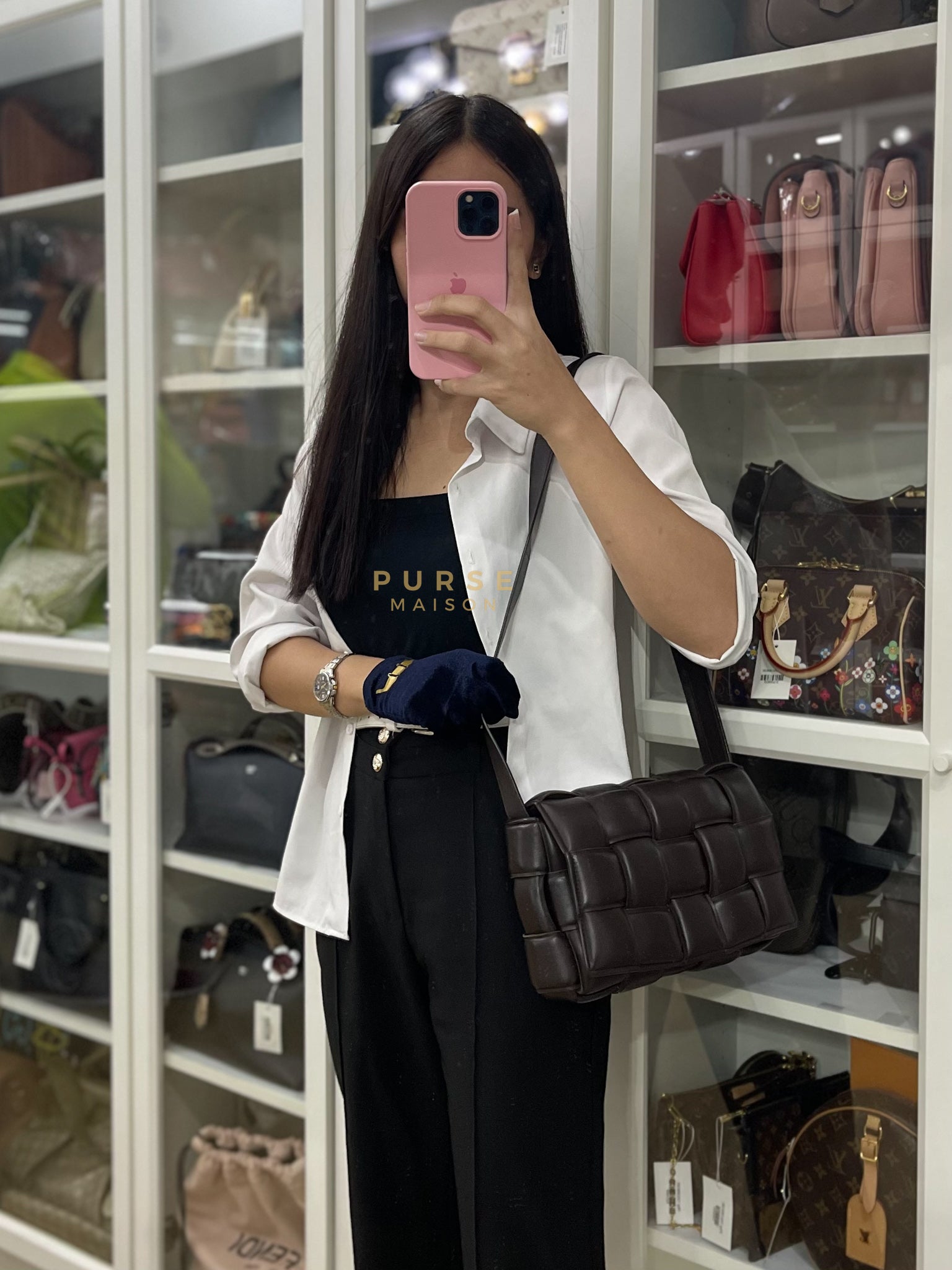 Cassette Padded in Brown Intrecciato Leather Crossbody Bag | Purse Maison Luxury Bags Shop