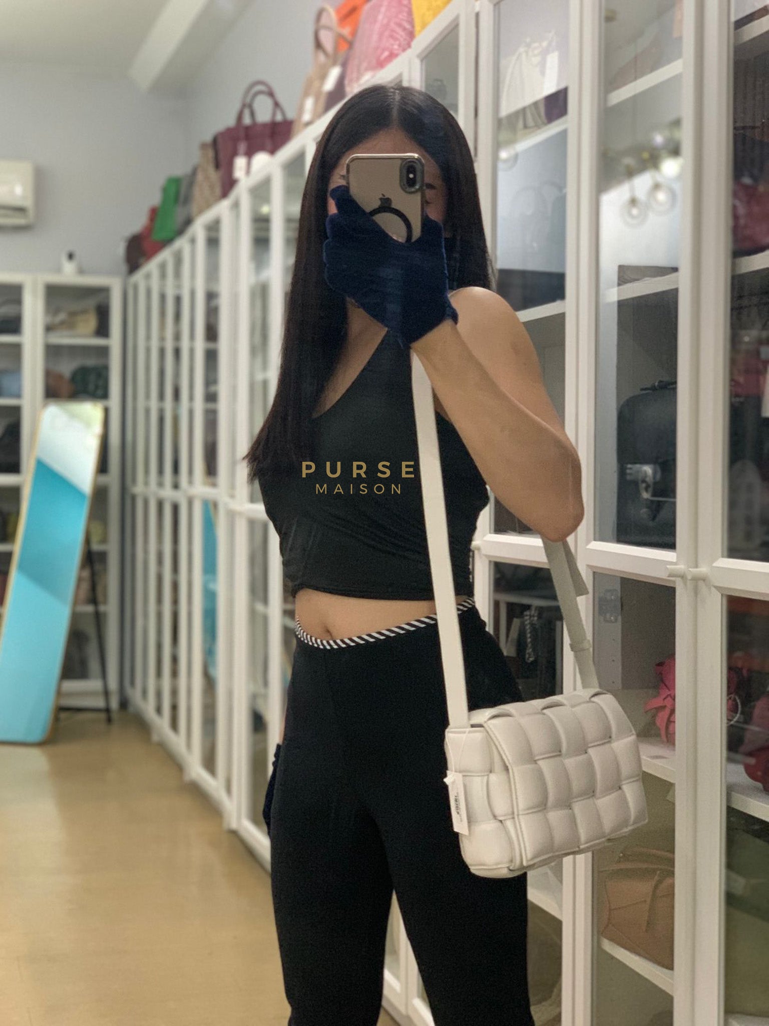 Cassette Padded in Off-white Intrecciato Leather Crossbody Bag | Purse Maison Luxury Bags Shop
