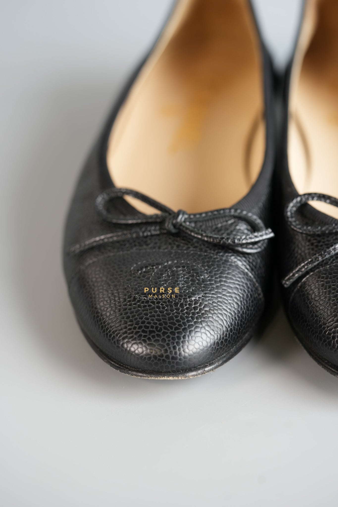 Caviar Leather Black Ballerina Flats (Size 36 EUR, 22cm) | Purse Maison Luxury Bags Shop