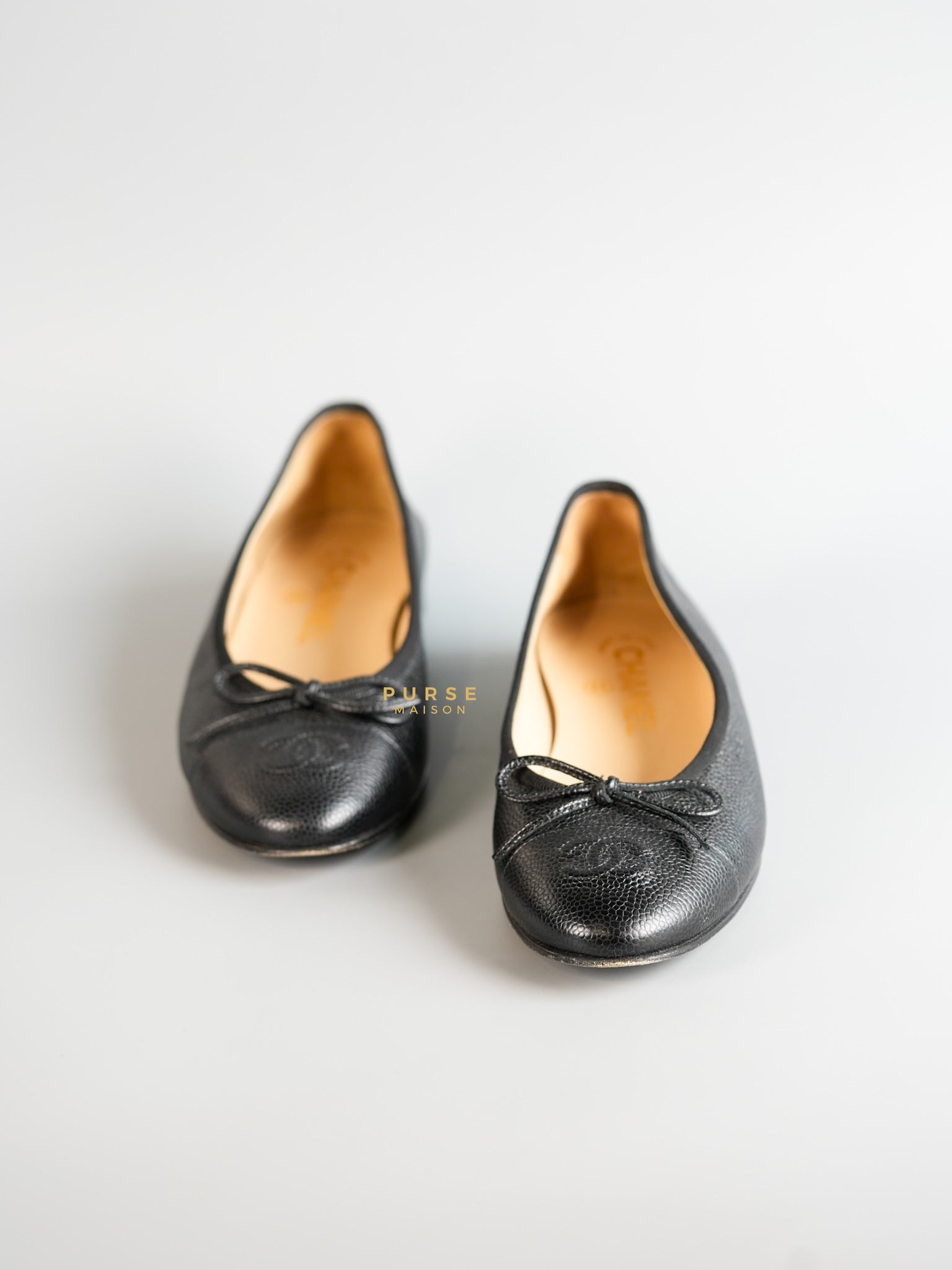 Caviar Leather Black Ballerina Flats (Size 36 EUR, 22cm) | Purse Maison Luxury Bags Shop