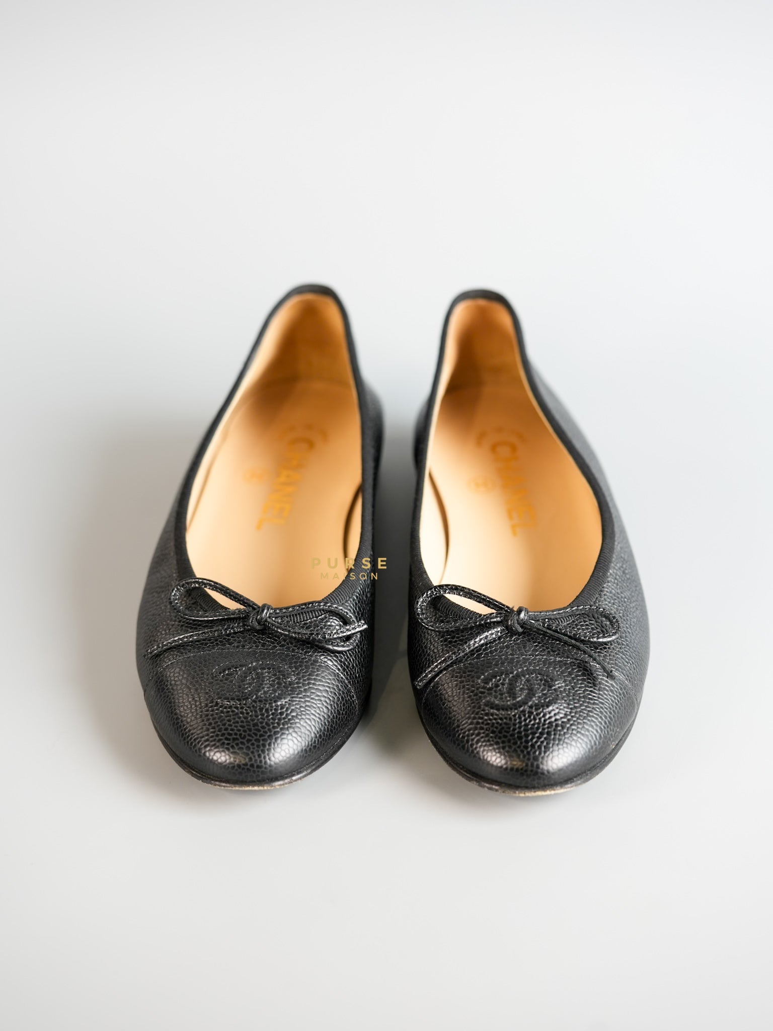 Caviar Leather Black Ballerina Flats (Size 36 EUR, 22cm) | Purse Maison Luxury Bags Shop