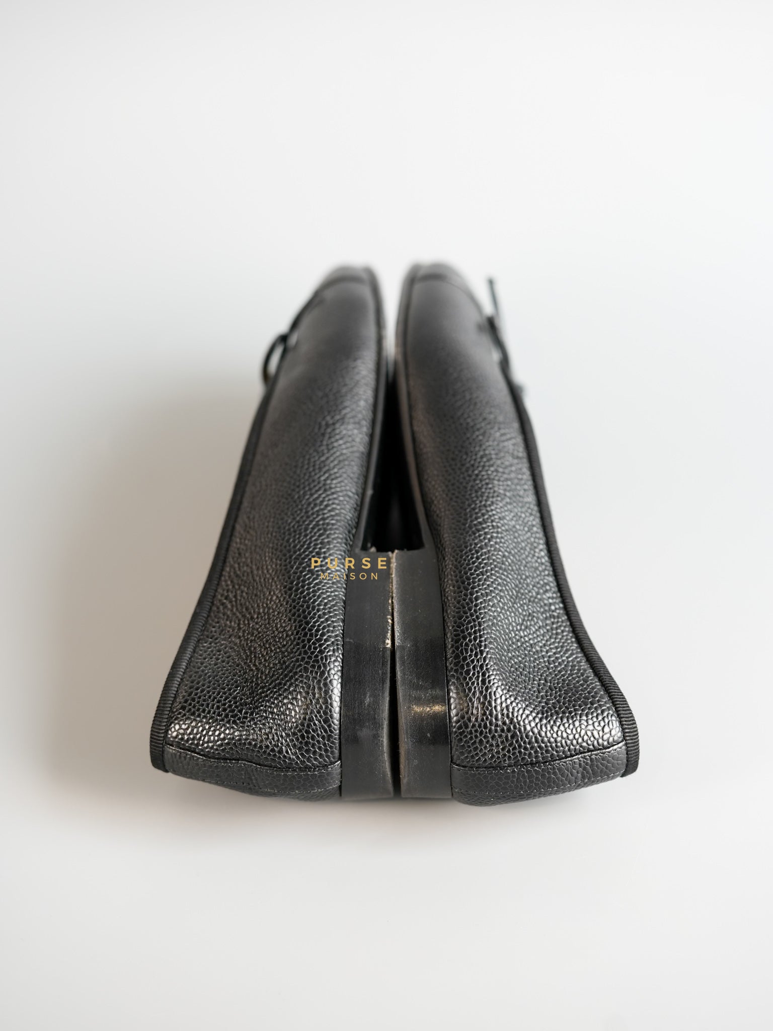 Caviar Leather Black Ballerina Flats (Size 36 EUR, 22cm) | Purse Maison Luxury Bags Shop