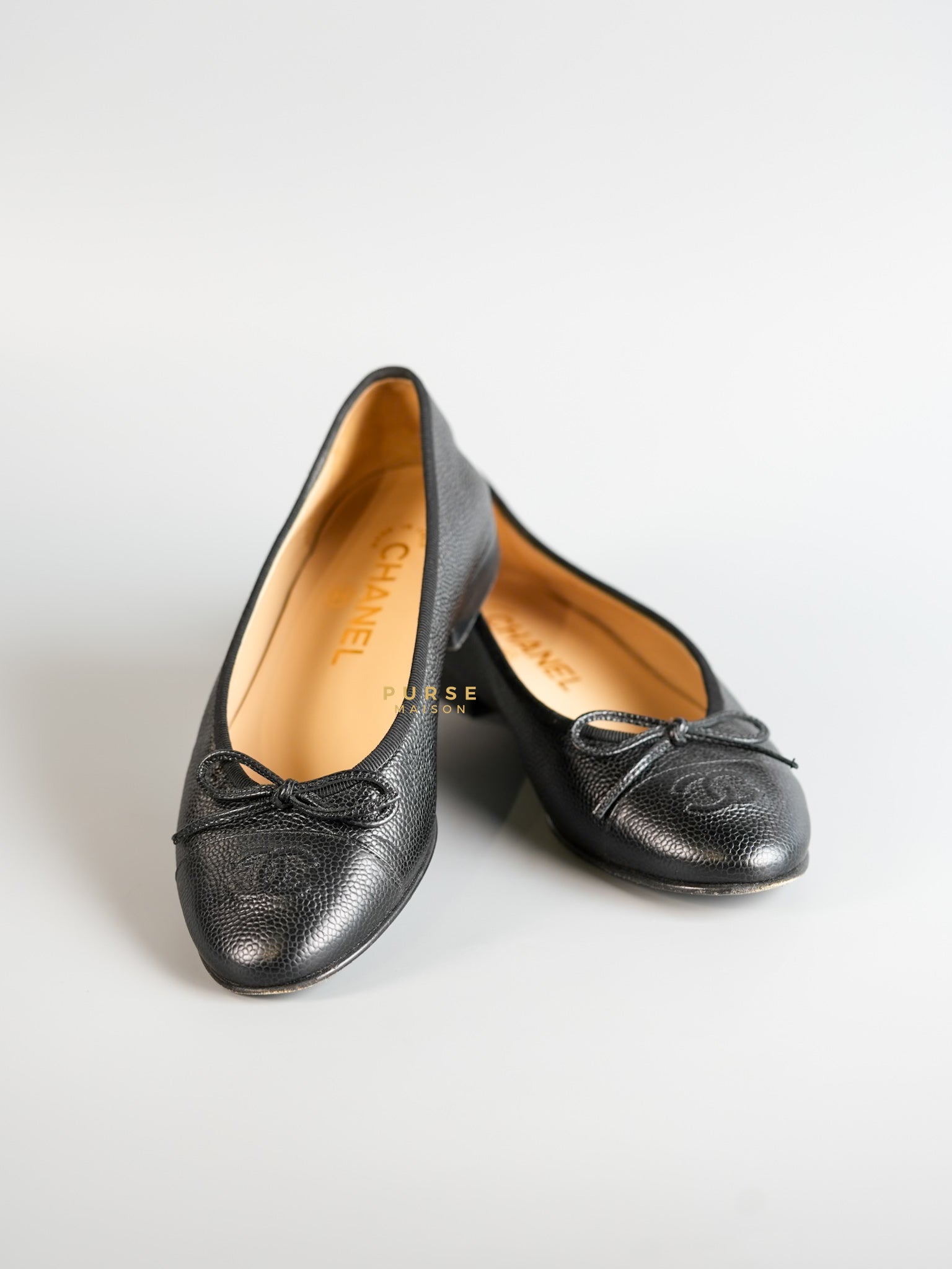 Caviar Leather Black Ballerina Flats (Size 36 EUR, 22cm) | Purse Maison Luxury Bags Shop