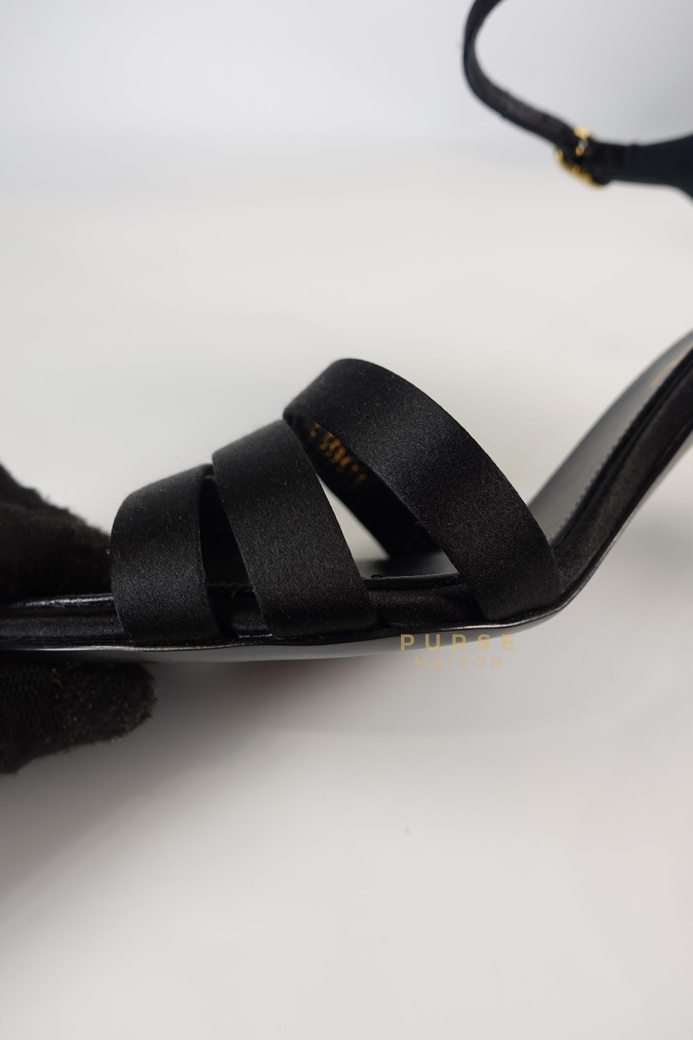 CC Black Strappy Sandals Satin Pearl Heels Size 37 (24cm) | Purse Maison Luxury Bags Shop