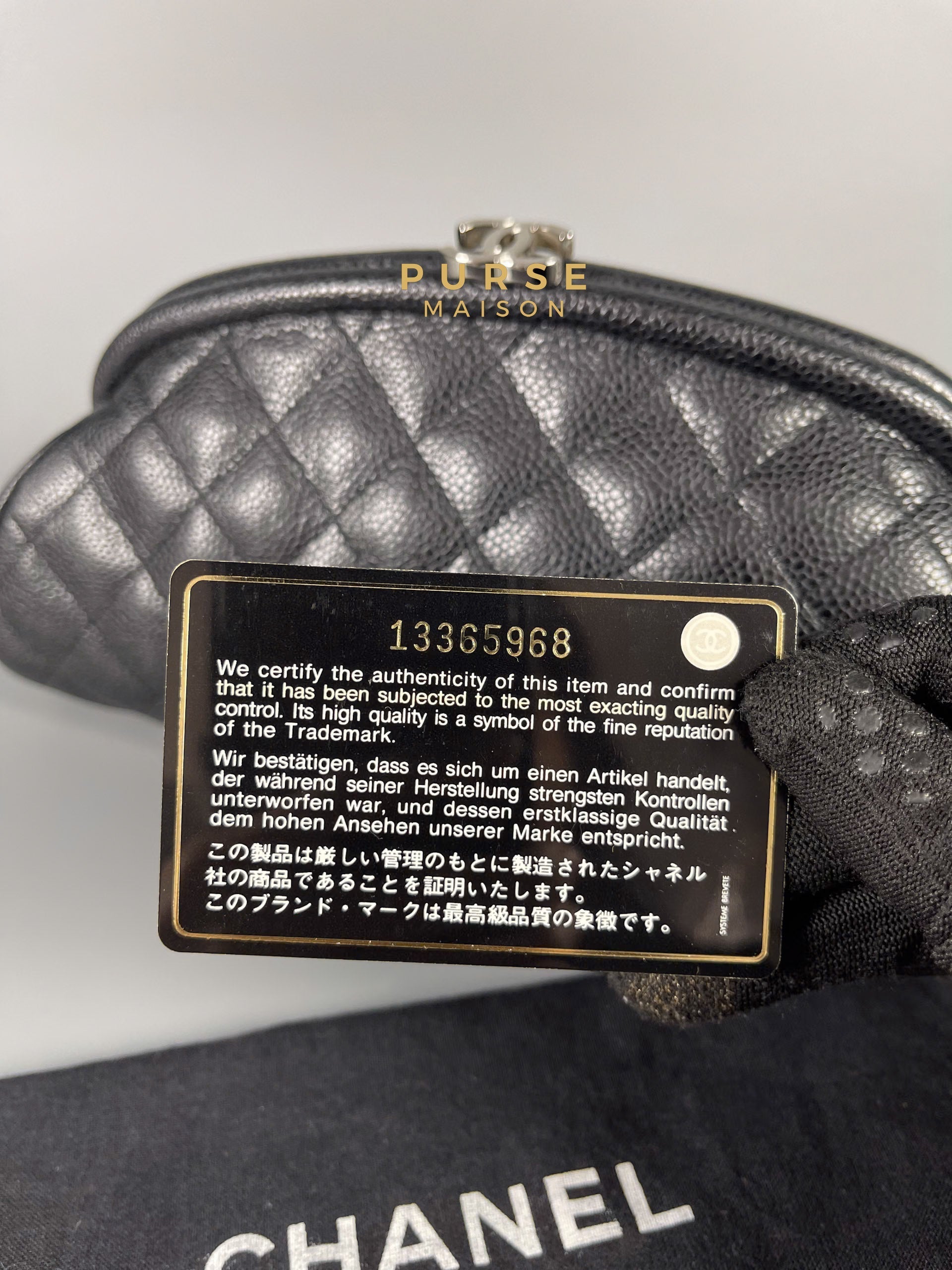 Chanel CC Clutch in Black Quilted Caviar Series 13 | Purse Maison Luxury Bags Shop