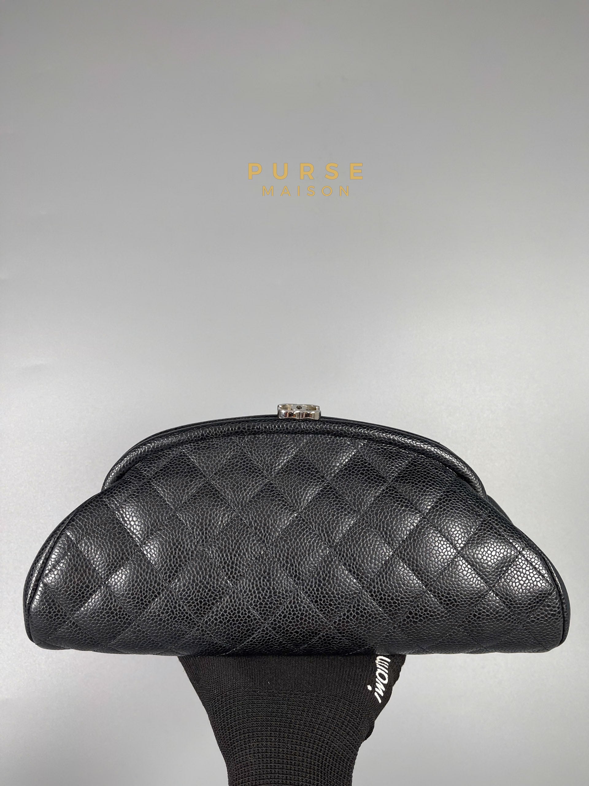 Chanel CC Clutch in Black Quilted Caviar Series 13 | Purse Maison Luxury Bags Shop