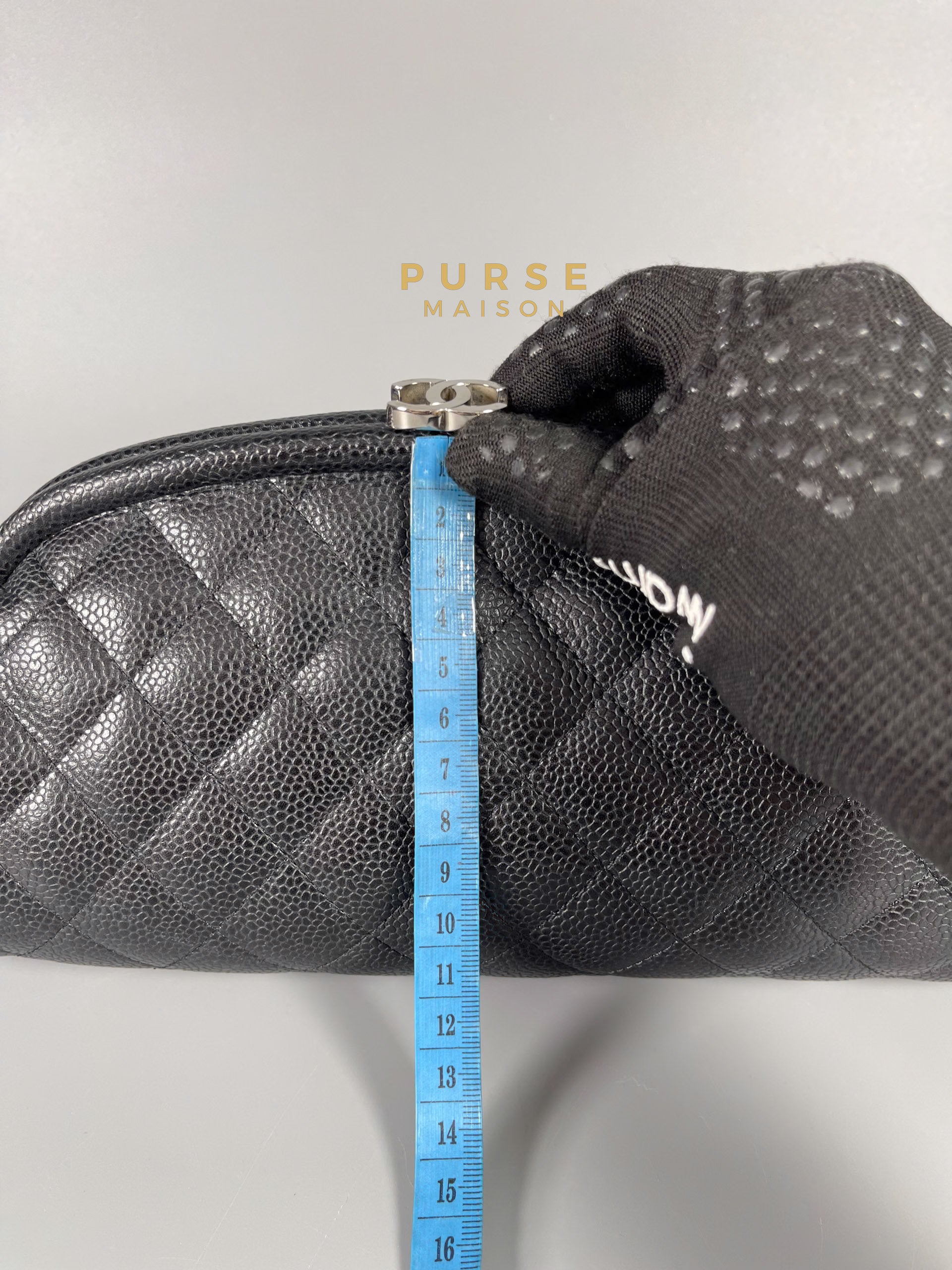 Chanel CC Clutch in Black Quilted Caviar Series 13 | Purse Maison Luxury Bags Shop