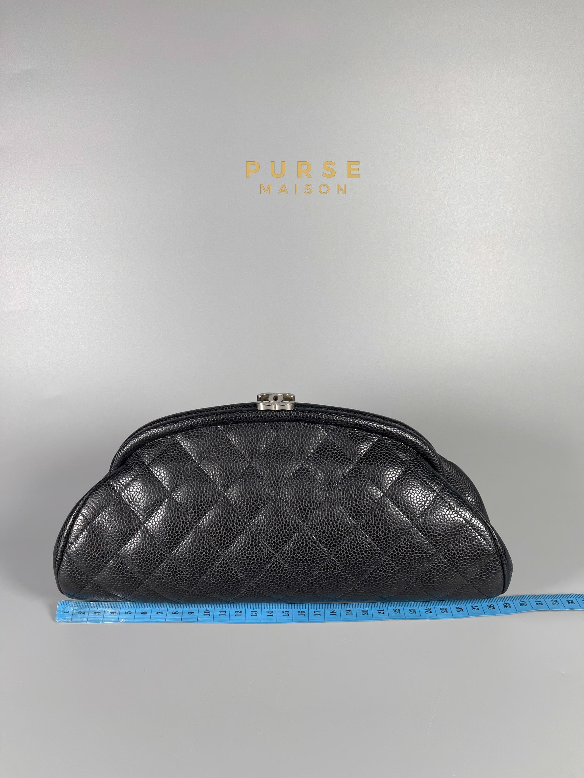 Chanel CC Clutch in Black Quilted Caviar Series 13 Purse