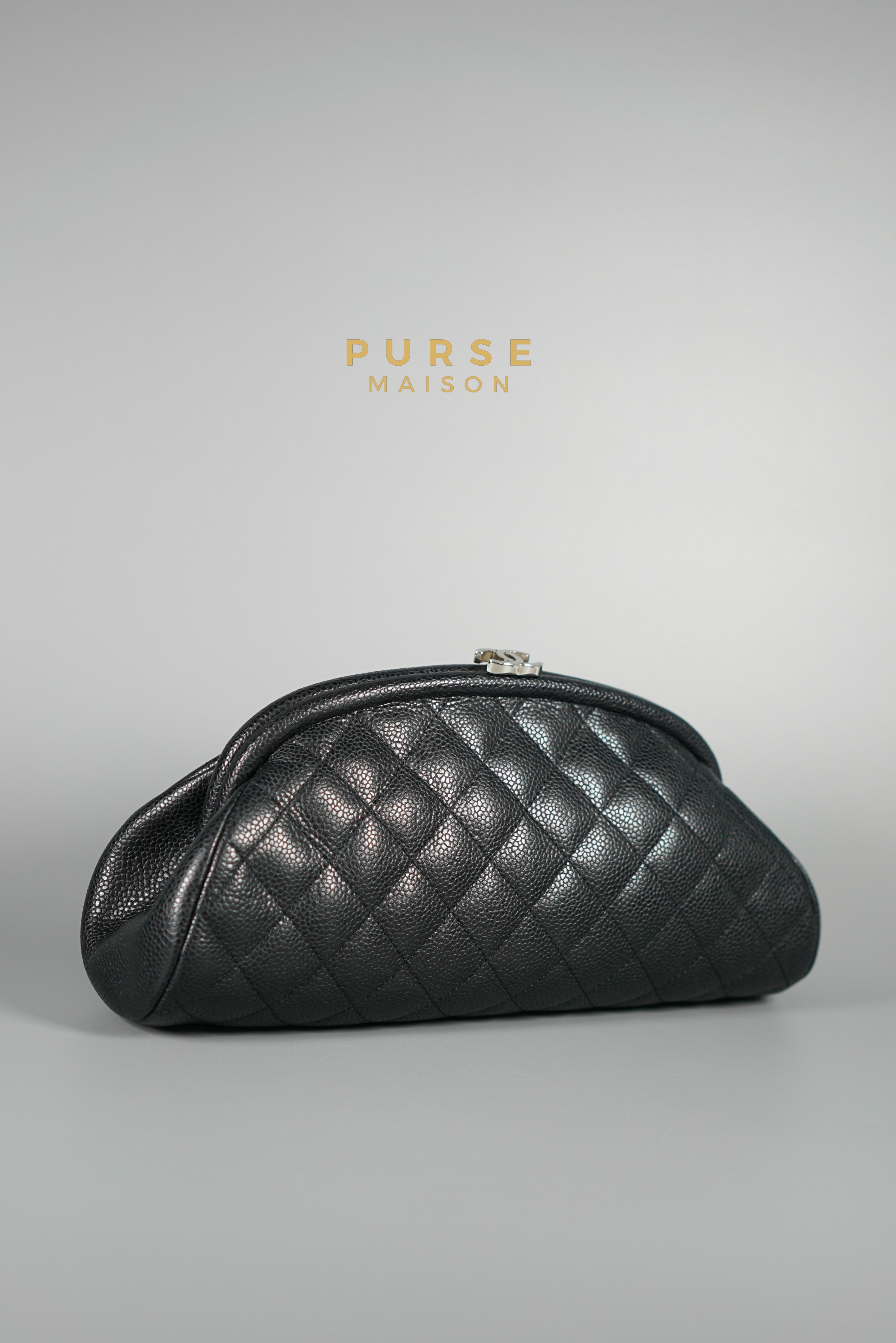 Chanel CC Clutch in Black Quilted Caviar Series 13 | Purse Maison Luxury Bags Shop