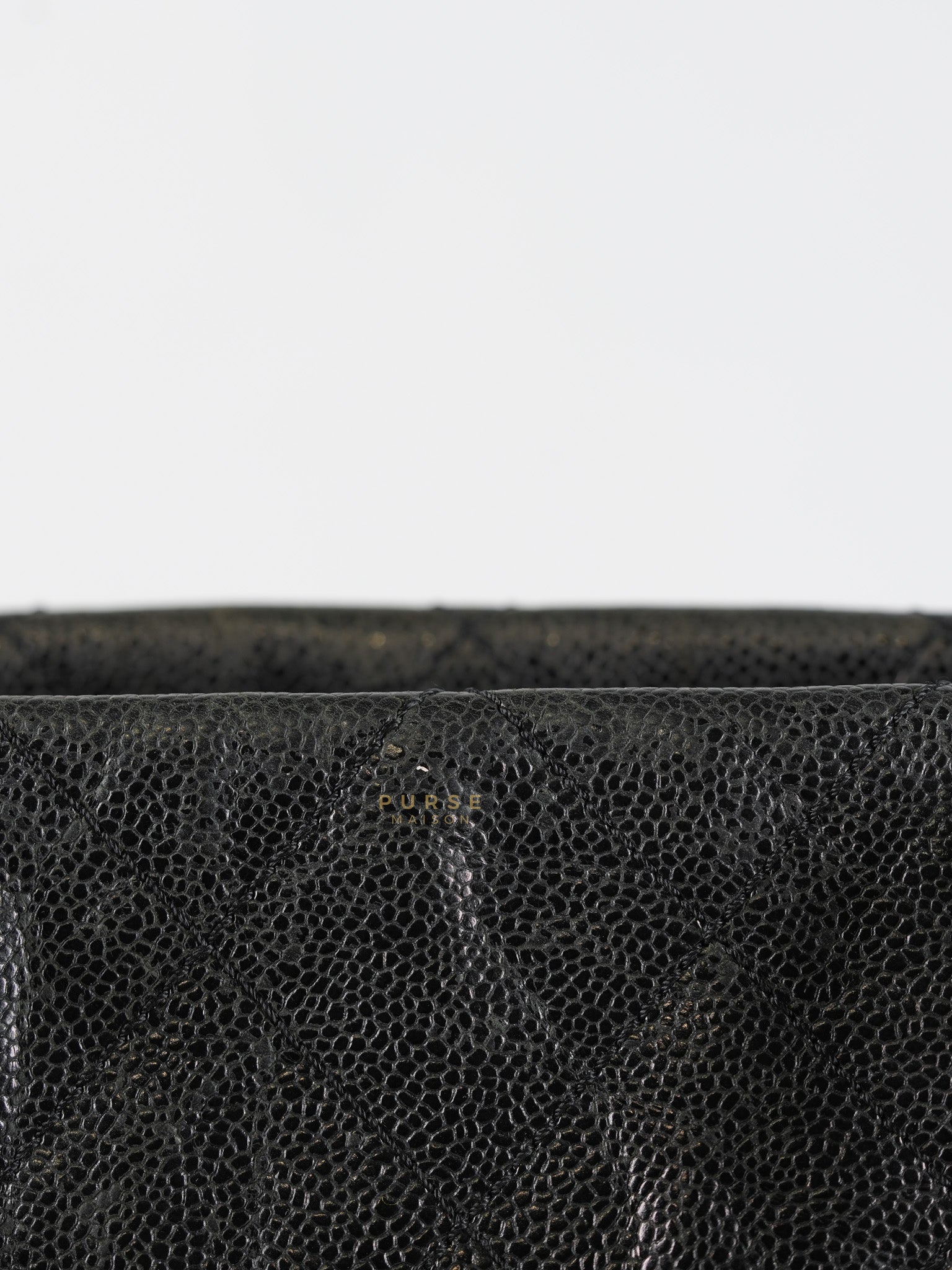 CC Crave Tote Black Medium in Black Crumpled Grained Calfskin Quilted Leather (Series 18) | Purse Maison Luxury Bags Shop