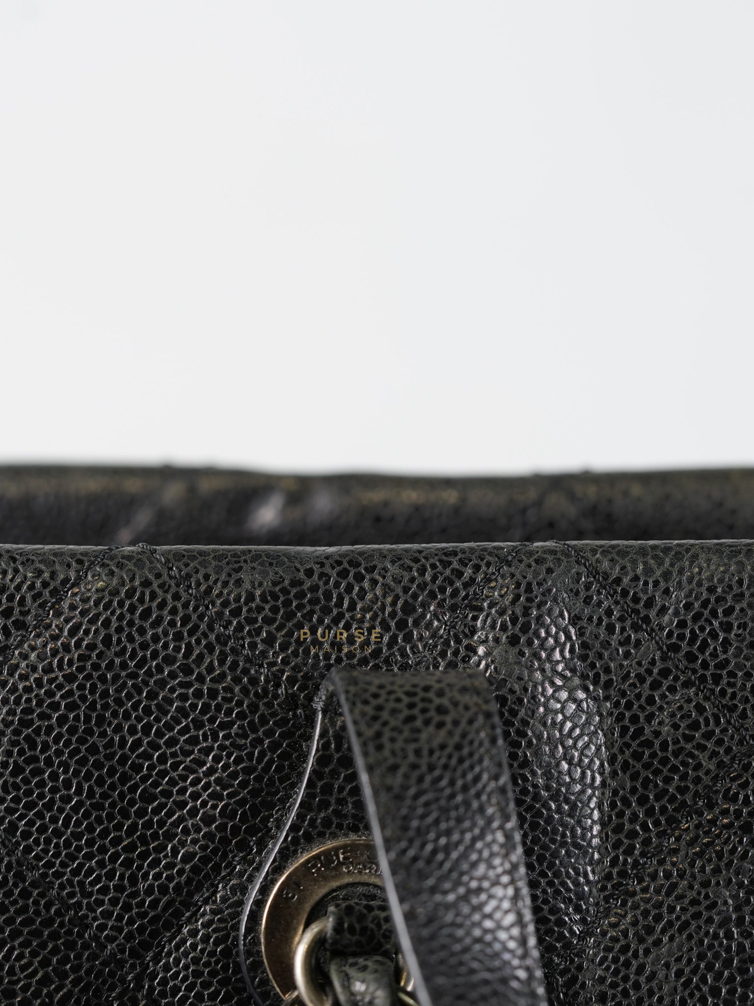 CC Crave Tote Black Medium in Black Crumpled Grained Calfskin Quilted Leather (Series 18) | Purse Maison Luxury Bags Shop