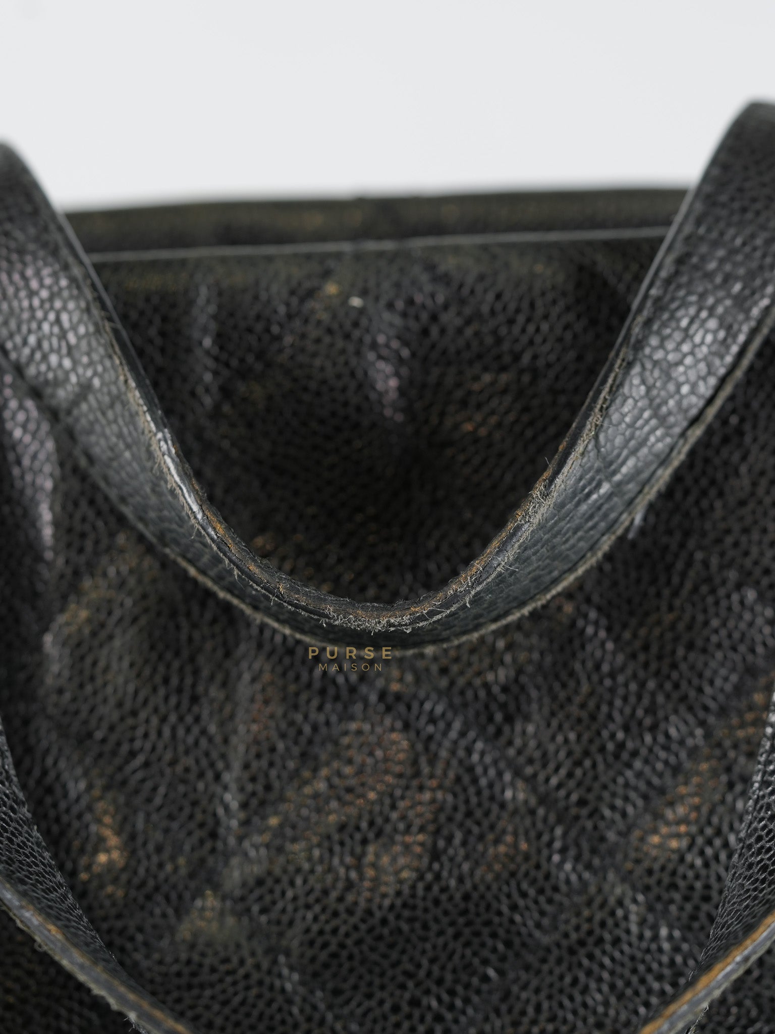 CC Crave Tote Black Medium in Black Crumpled Grained Calfskin Quilted Leather (Series 18) | Purse Maison Luxury Bags Shop