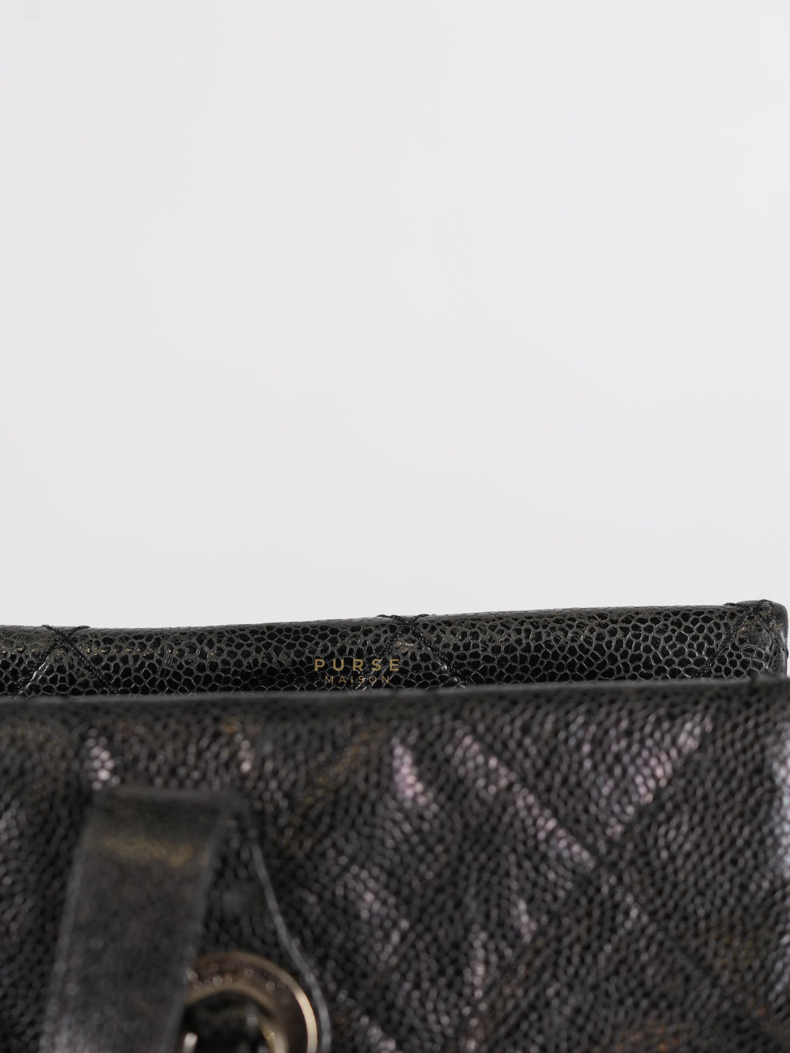 CC Crave Tote Black Medium in Black Crumpled Grained Calfskin Quilted Leather (Series 18) | Purse Maison Luxury Bags Shop