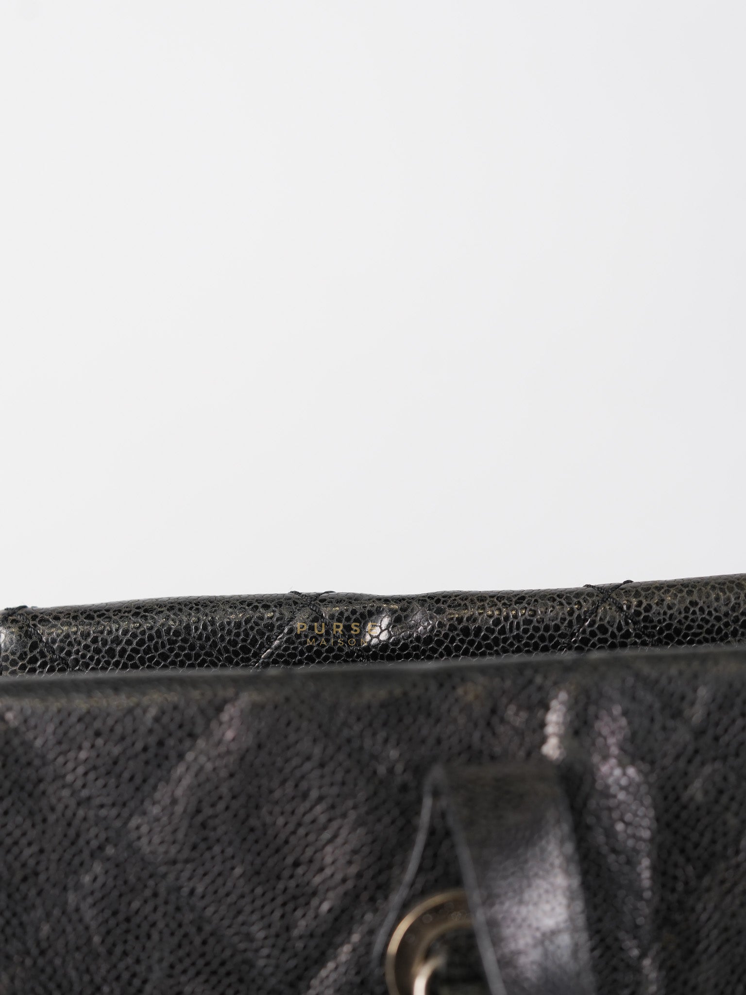 CC Crave Tote Black Medium in Black Crumpled Grained Calfskin Quilted Leather (Series 18) | Purse Maison Luxury Bags Shop