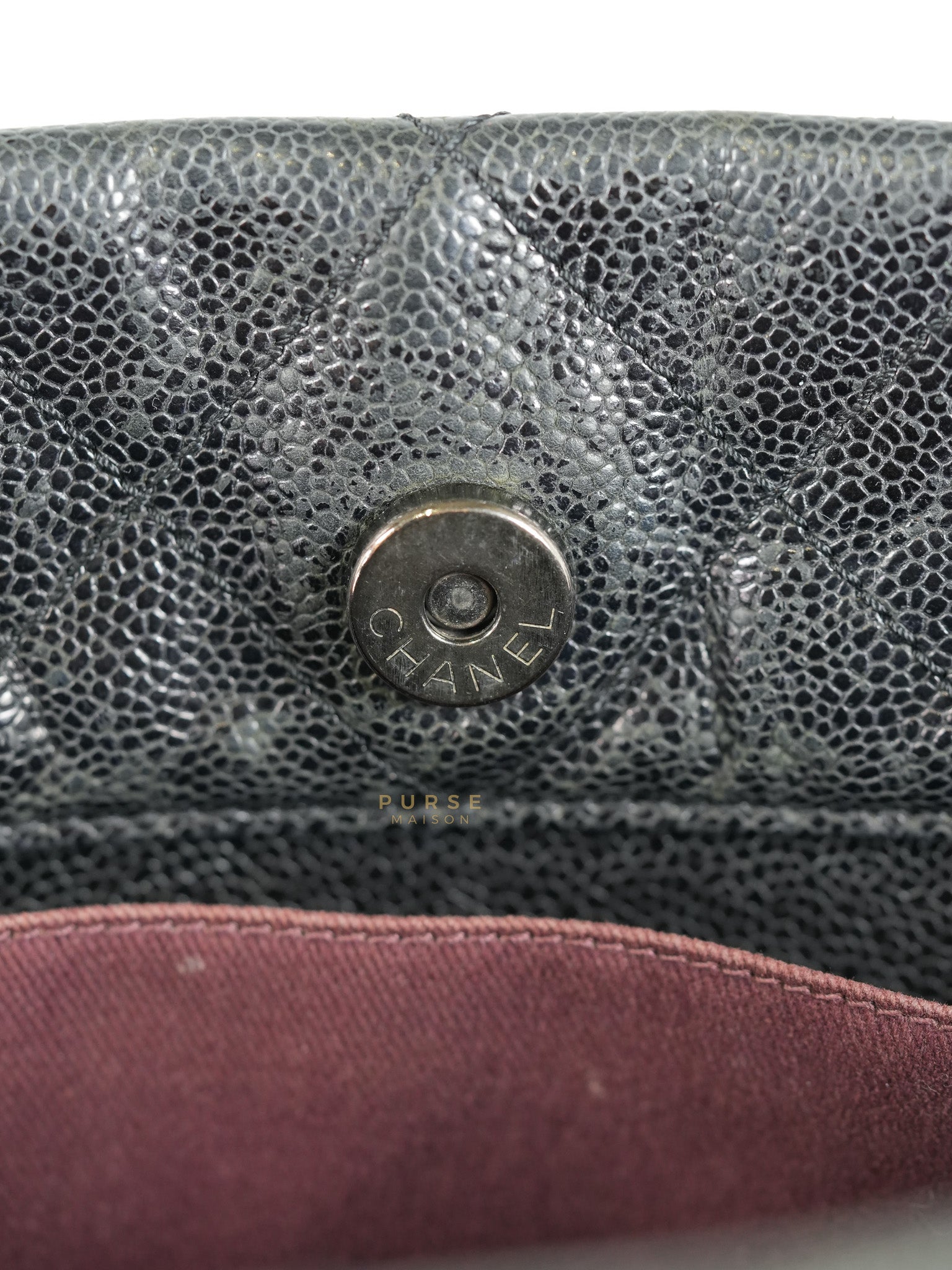 CC Crave Tote Black Medium in Black Crumpled Grained Calfskin Quilted Leather (Series 18) | Purse Maison Luxury Bags Shop