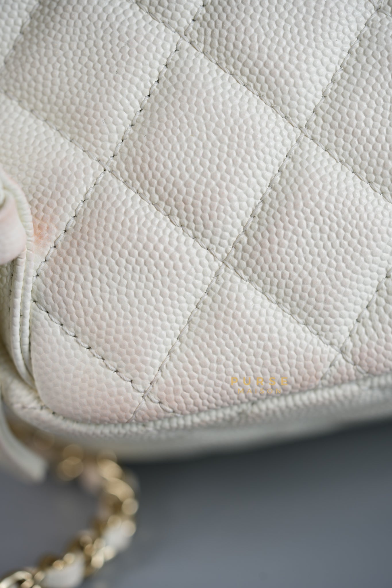 CC Day Backpack Small in Ivory Quilted Caviar Leather & Light Gold Hardware Series 26 | Purse Maison Luxury Bags Shop