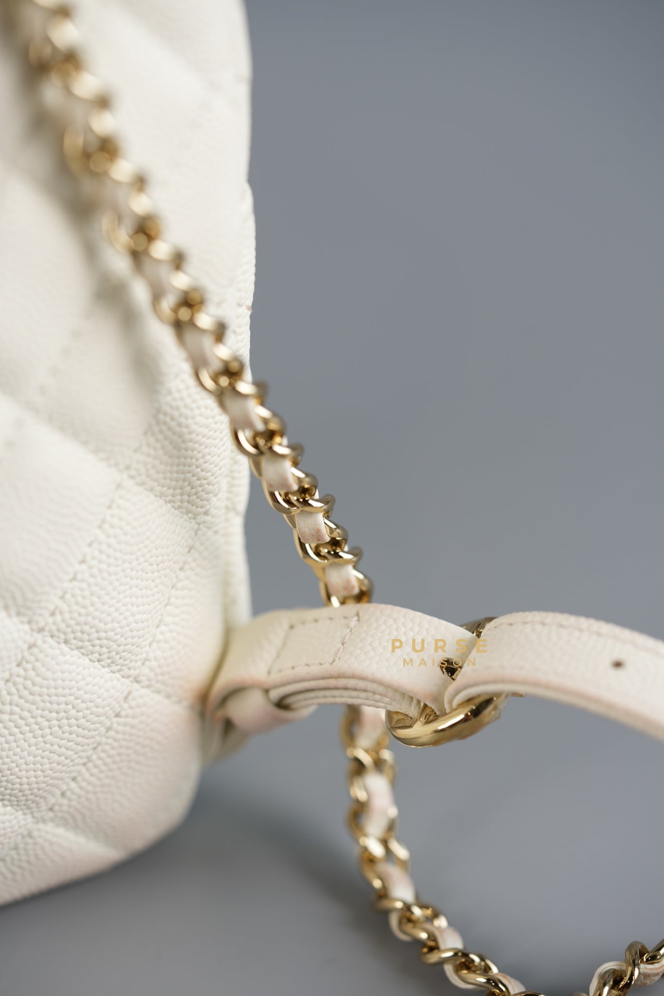 CC Day Backpack Small in Ivory Quilted Caviar Leather & Light Gold Hardware Series 26 | Purse Maison Luxury Bags Shop