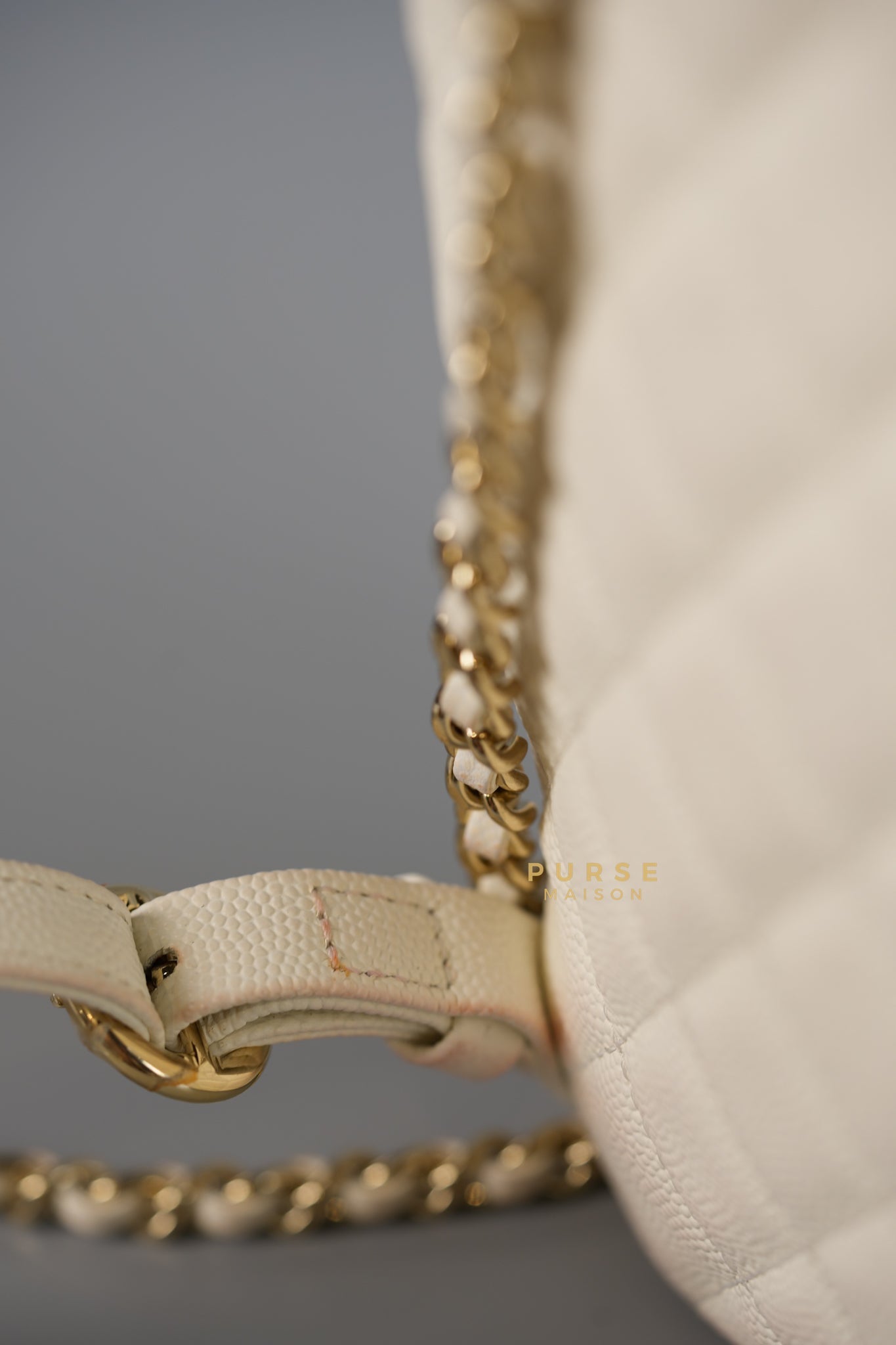 CC Day Backpack Small in Ivory Quilted Caviar Leather & Light Gold Hardware Series 26 | Purse Maison Luxury Bags Shop