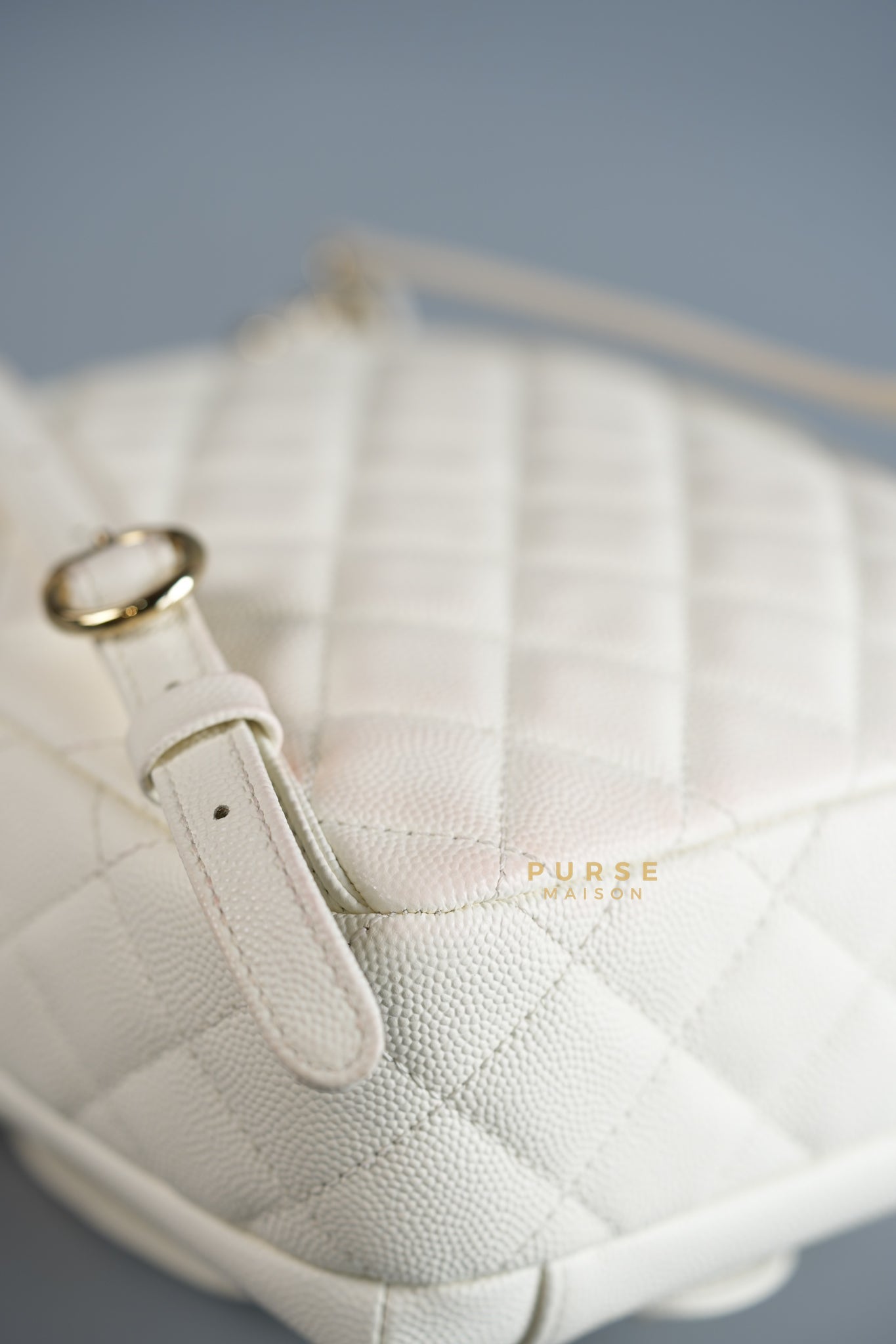 CC Day Backpack Small in Ivory Quilted Caviar Leather & Light Gold Hardware Series 26 | Purse Maison Luxury Bags Shop