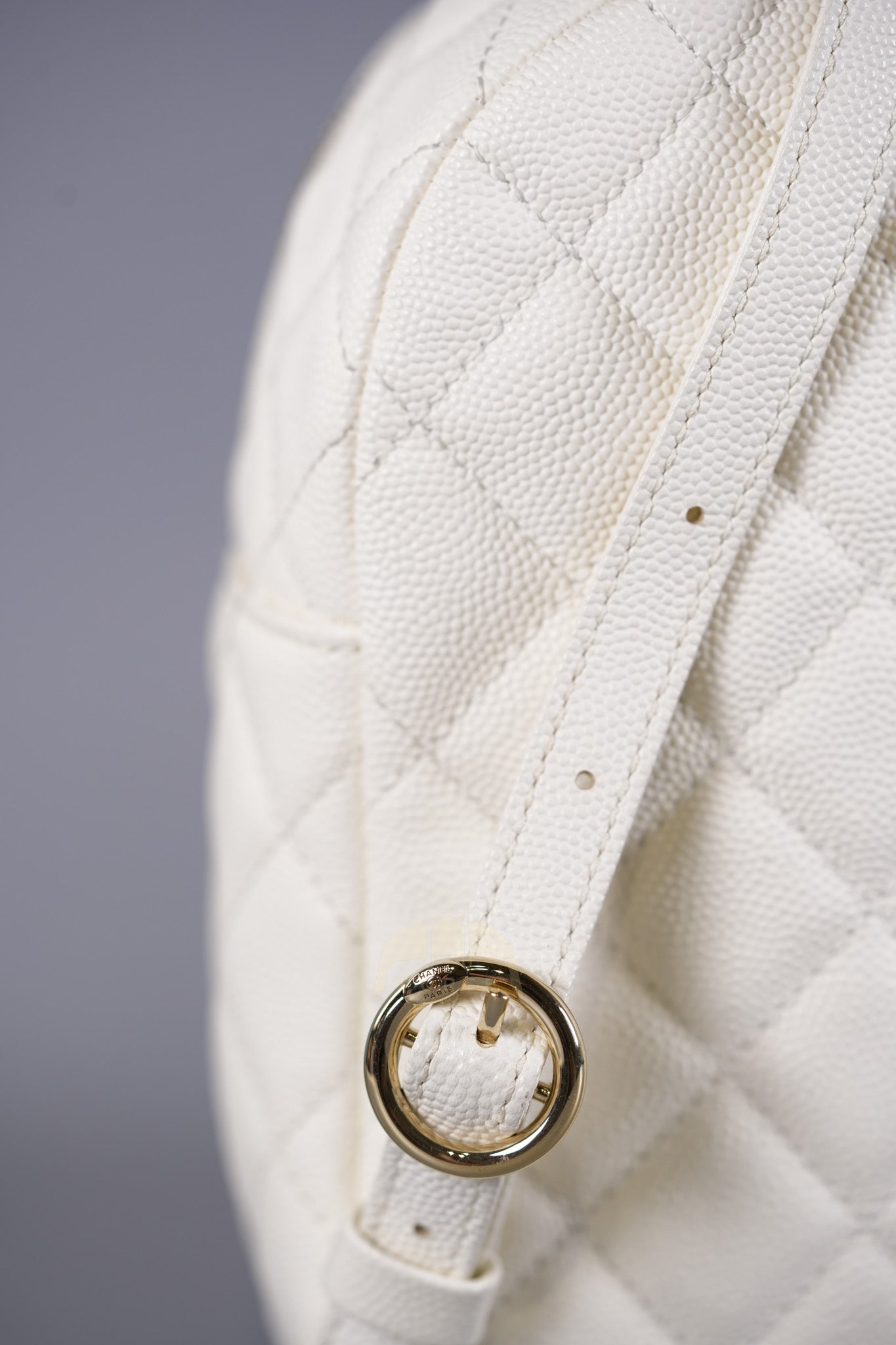 CC Day Mini Backpack in White Caviar Leather Light Gold Hardware Series 26 | Purse Maison Luxury Bags Shop