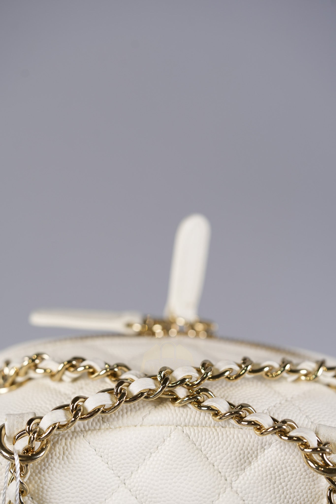 CC Day Mini Backpack in White Caviar Leather Light Gold Hardware Series 26 | Purse Maison Luxury Bags Shop