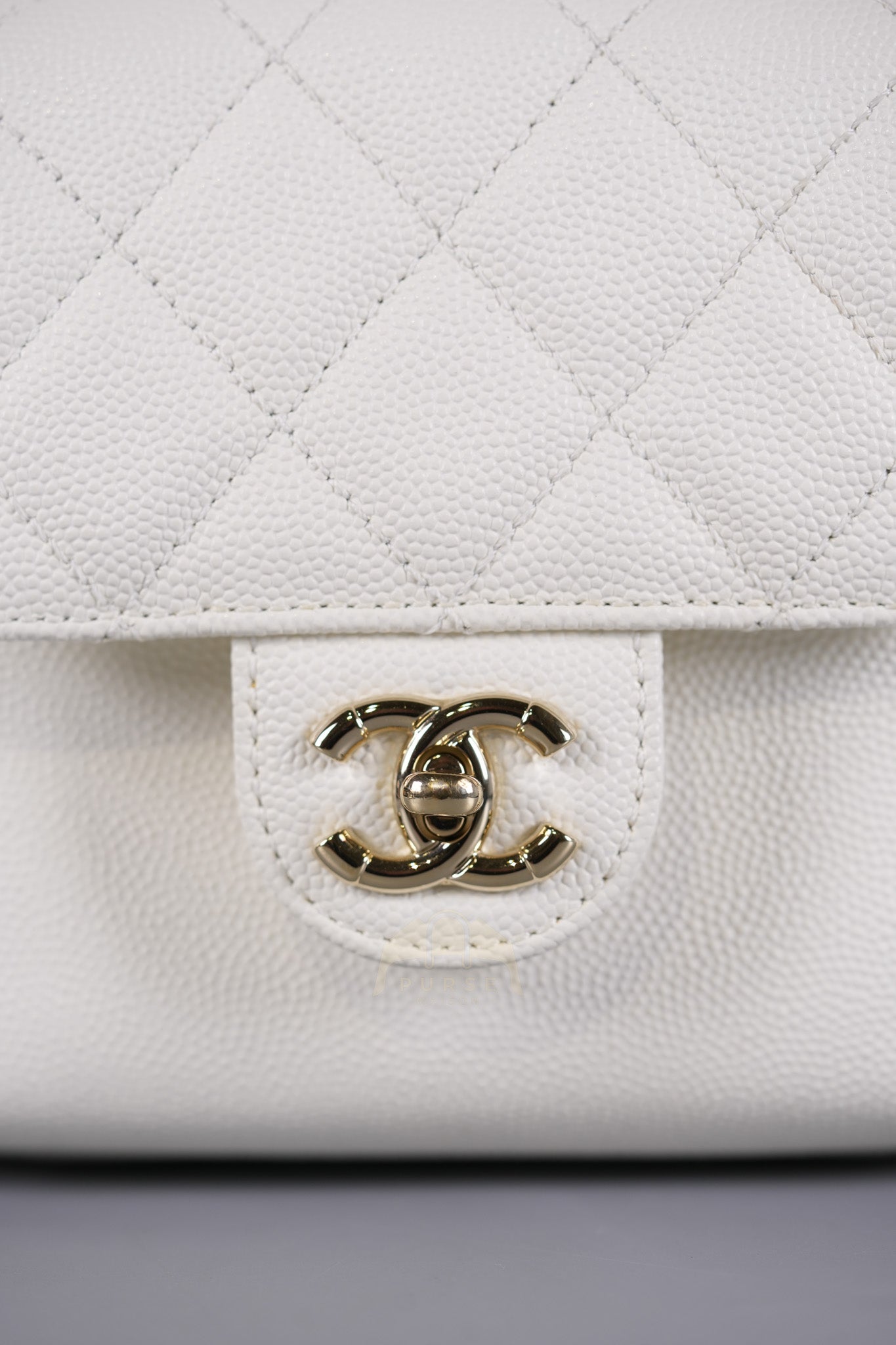 CC Day Mini Backpack in White Caviar Leather Light Gold Hardware Series 26 | Purse Maison Luxury Bags Shop