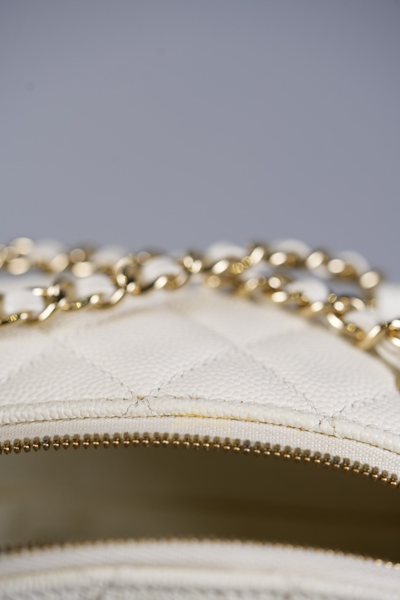 CC Day Mini Backpack in White Caviar Leather Light Gold Hardware Series 26 | Purse Maison Luxury Bags Shop