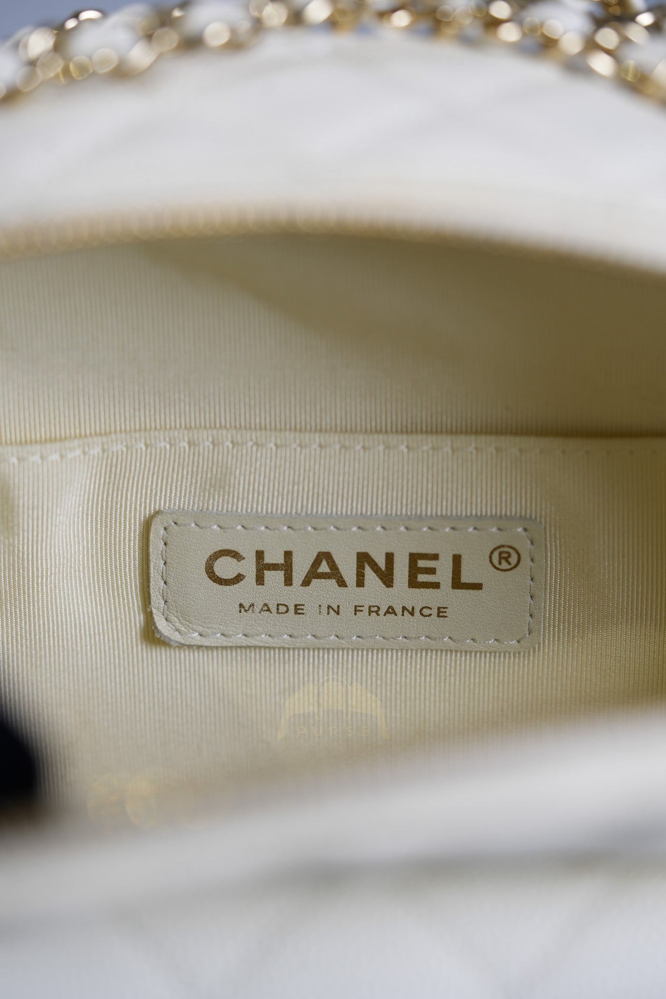 CC Day Mini Backpack in White Caviar Leather Light Gold Hardware Series 26 | Purse Maison Luxury Bags Shop