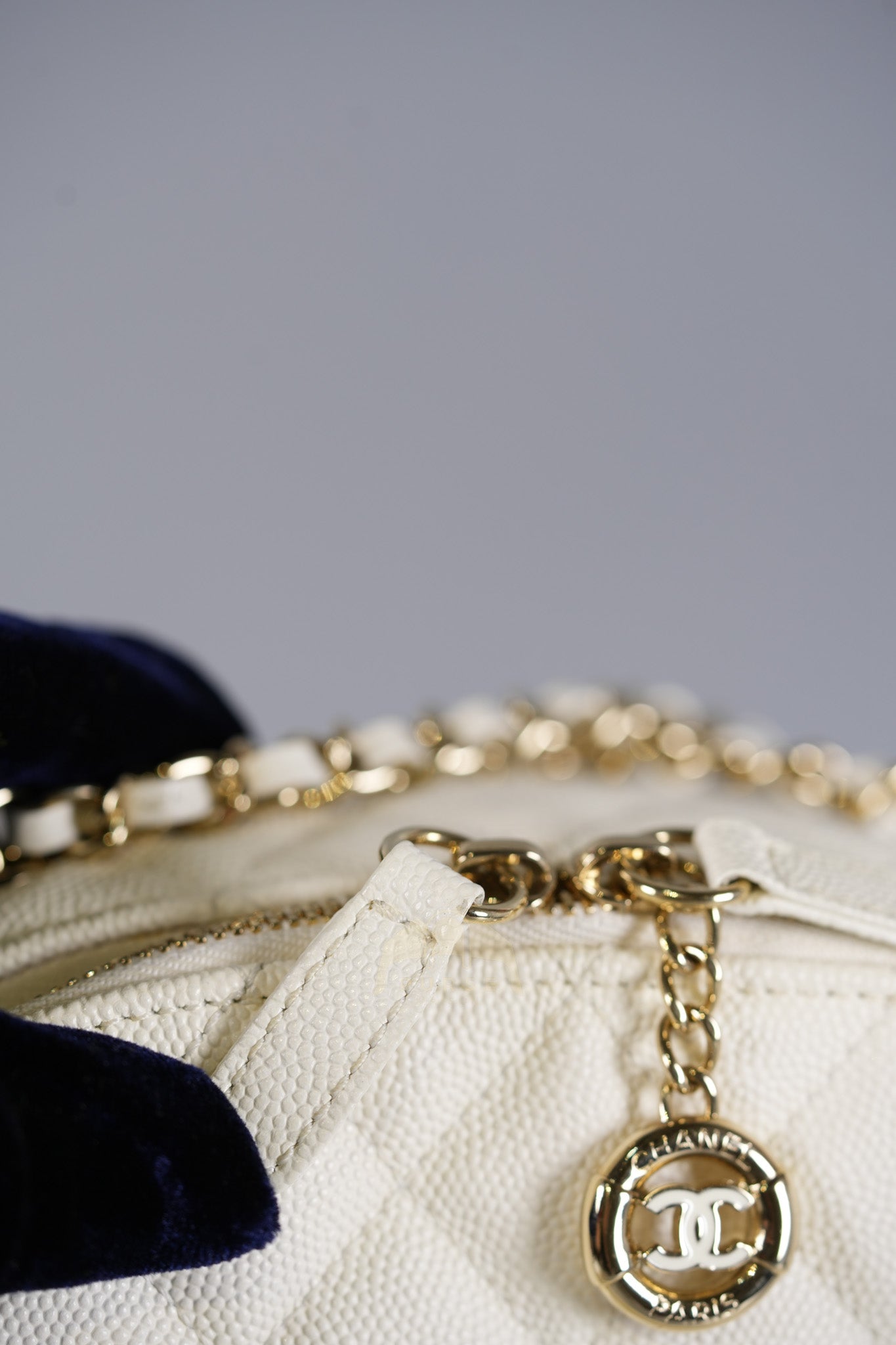 CC Day Mini Backpack in White Caviar Leather Light Gold Hardware Series 26 | Purse Maison Luxury Bags Shop