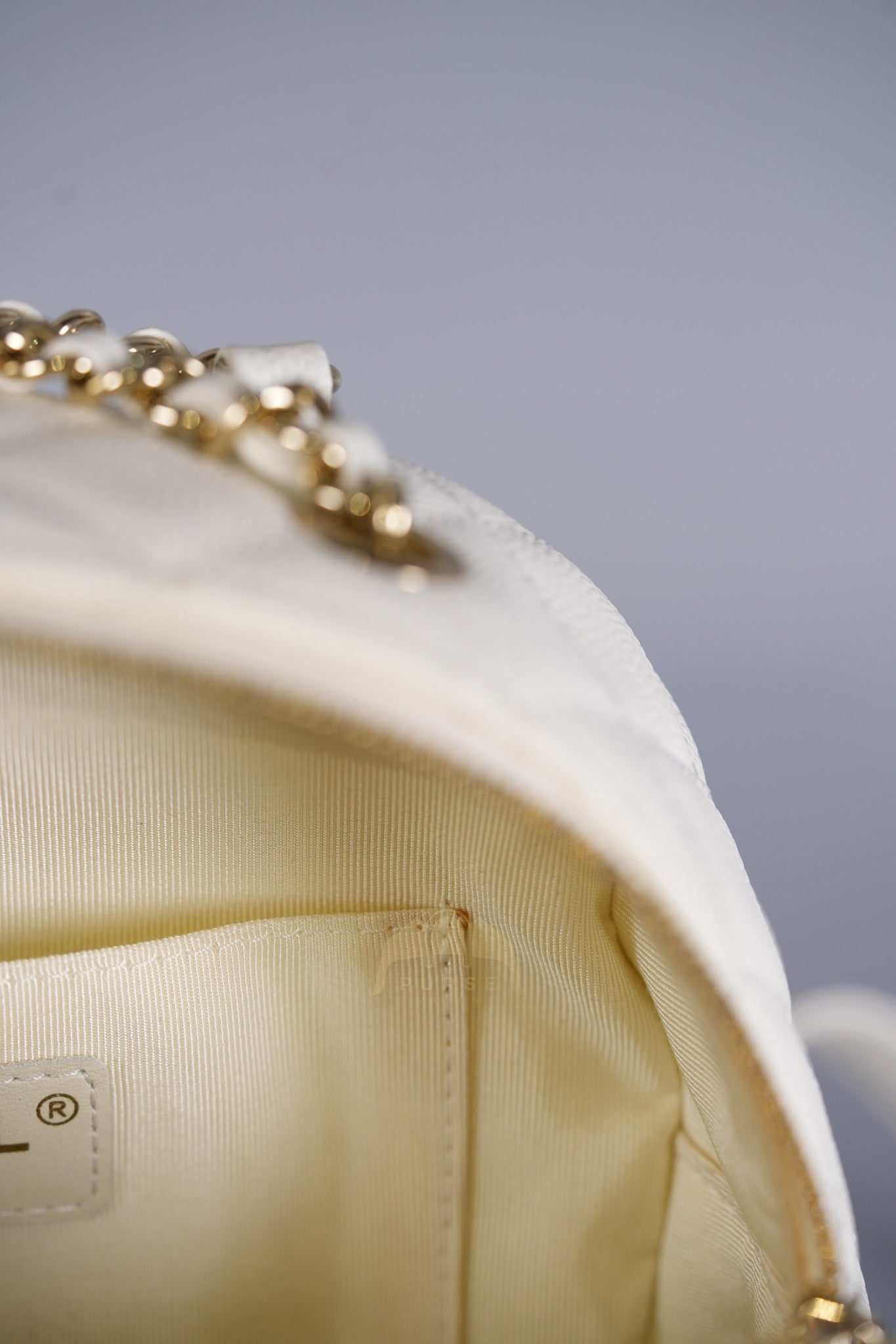 CC Day Mini Backpack in White Caviar Leather Light Gold Hardware Series 26 | Purse Maison Luxury Bags Shop