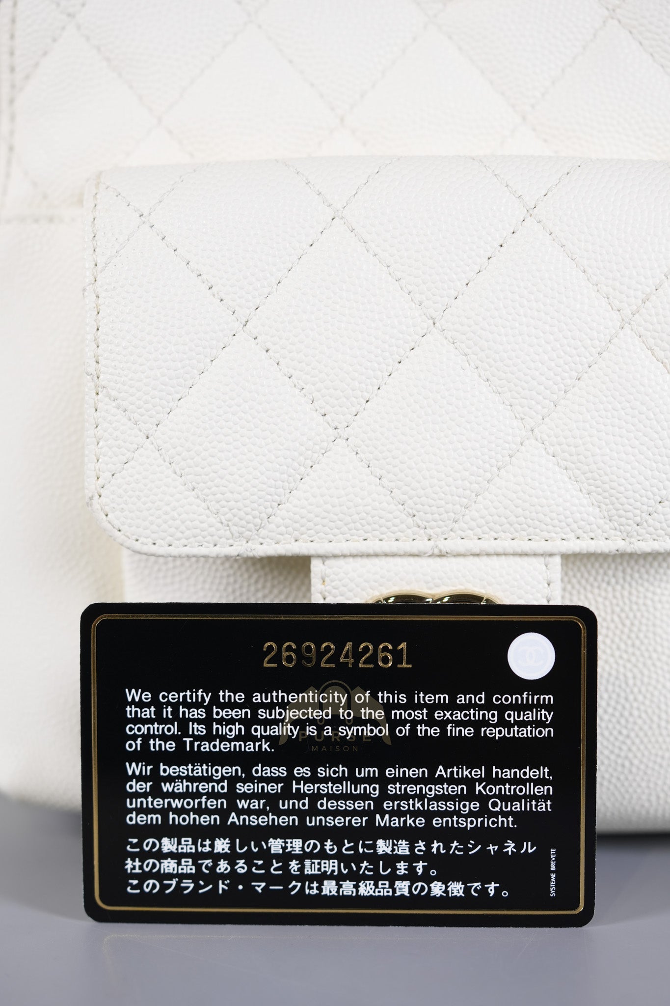 CC Day Mini Backpack in White Caviar Leather Light Gold Hardware Series 26 | Purse Maison Luxury Bags Shop