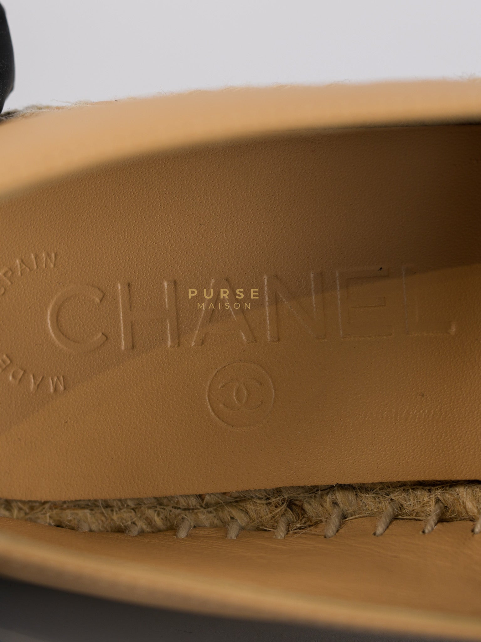 CC Espadrillles Shoes in Black & Beige Lambskin Leather Size 38 Eu (24cm) | Purse Maison Luxury Bags Shop